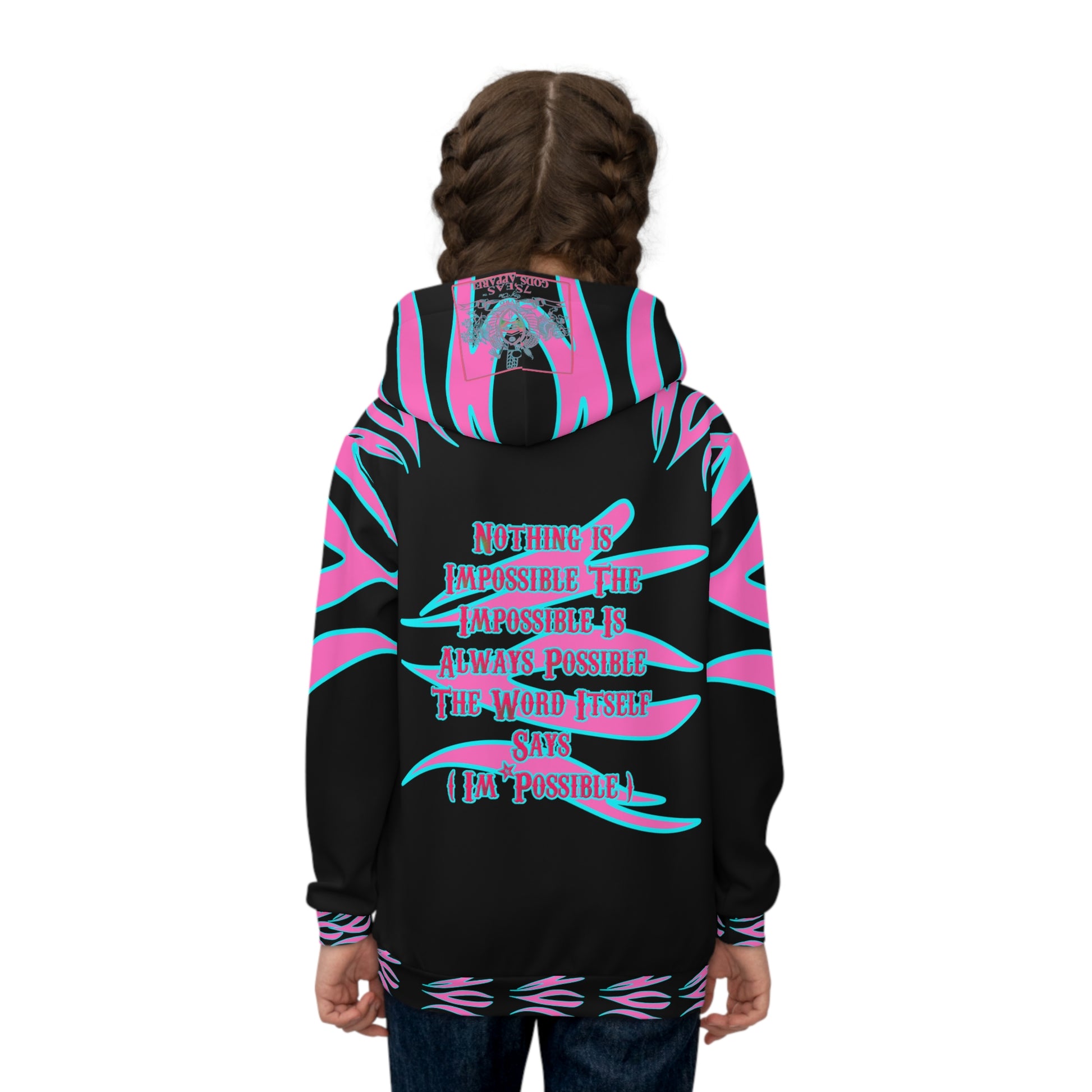 World Is A Jungle - BYRD OF THE 7SEAS GODS APPAREL - TIGER EDITION - YEMAYA - BLACK/PINK - Goddess/Girls Children's Hoodie