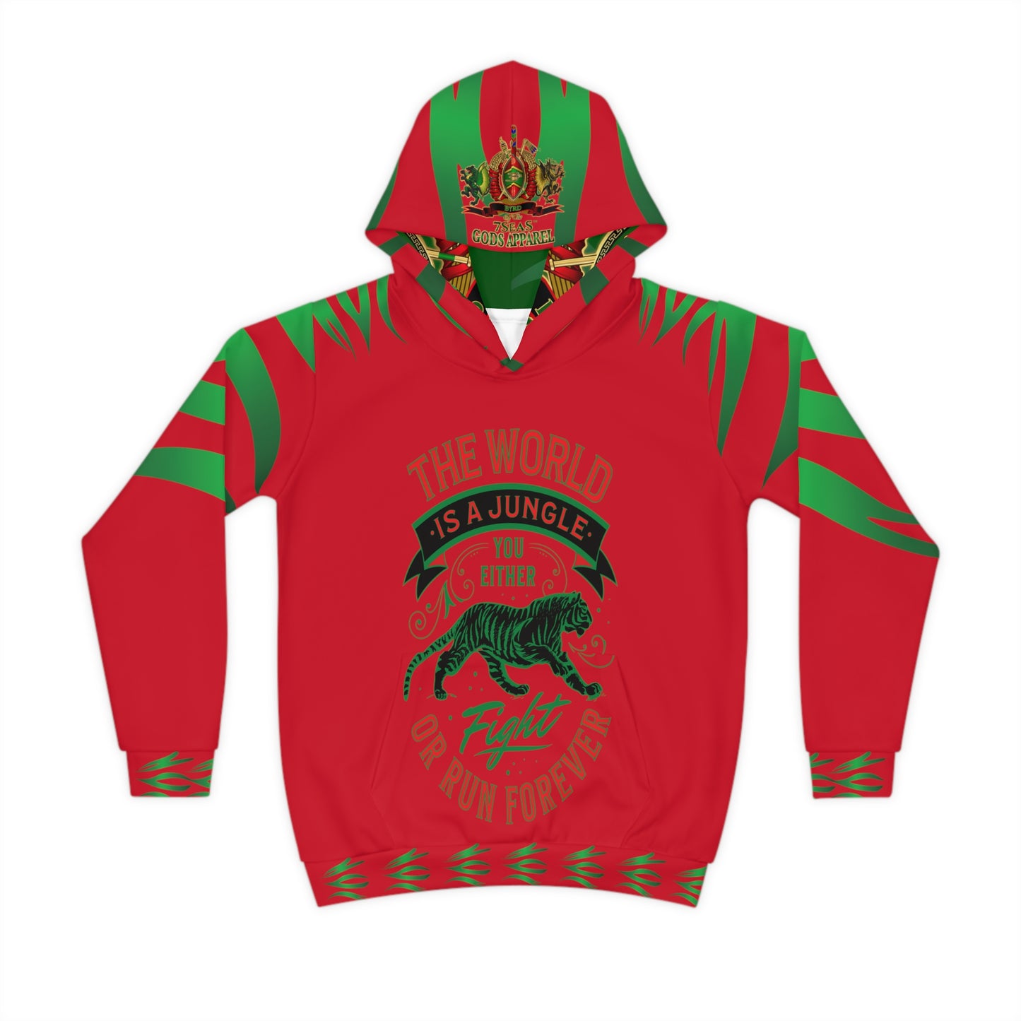 World Is A Jungle - BYRD OF THE 7SEAS GODS APPAREL - TIGER EDITION - ENBYRD - RED - Gods/Boys Children's Hoodie