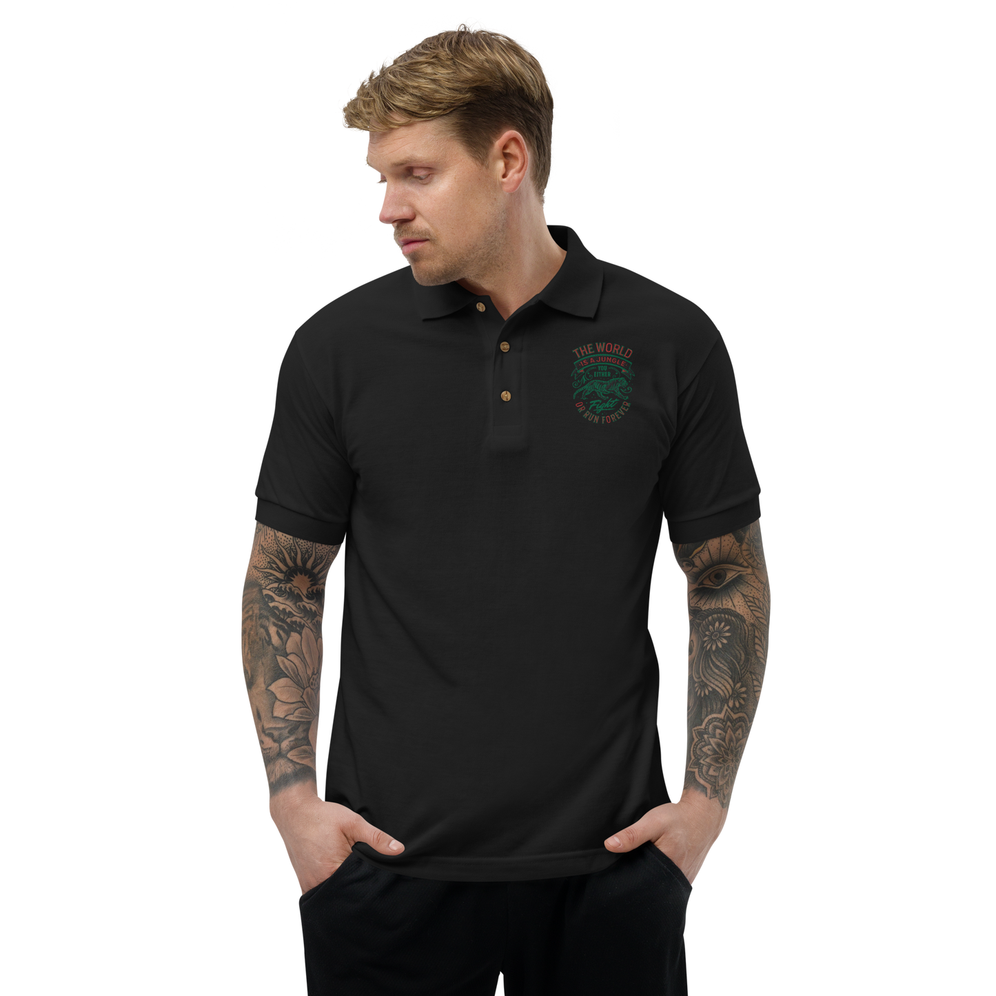 World Is A Jungle - BYRD OF THE 7SEAS GODS APPAREL - Gods/Mens - Embroidery - Polo Shirt