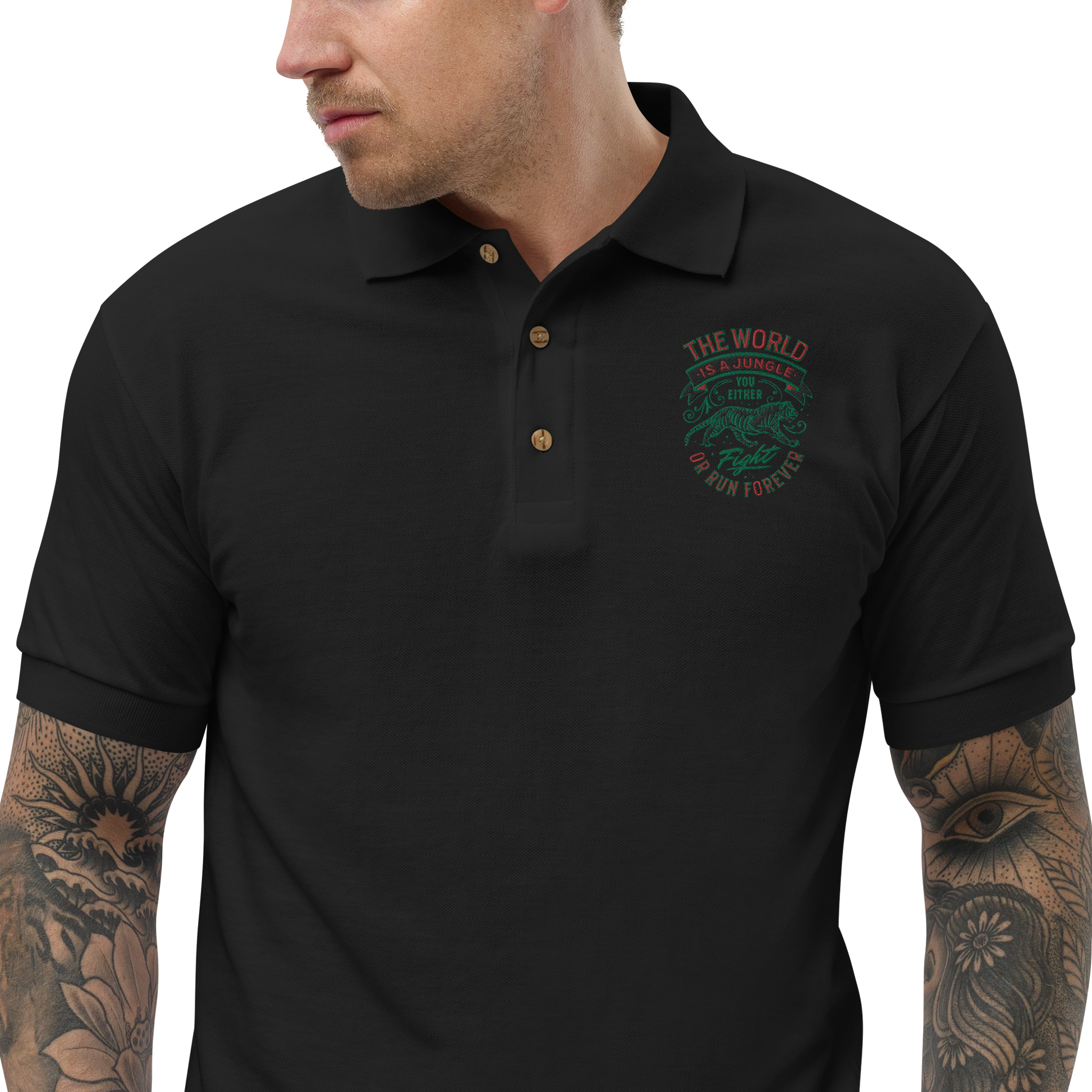 World Is A Jungle - BYRD OF THE 7SEAS GODS APPAREL - Gods/Mens - Embroidery - Polo Shirt