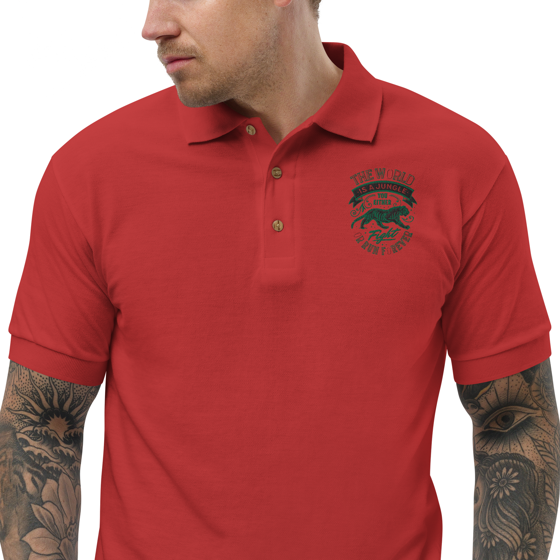 World Is A Jungle - BYRD OF THE 7SEAS GODS APPAREL - Gods/Mens - Embroidery - Polo Shirt