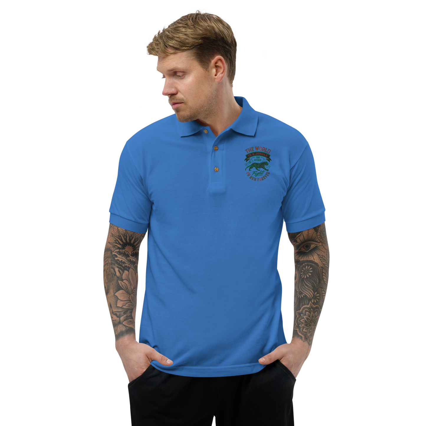 World Is A Jungle - BYRD OF THE 7SEAS GODS APPAREL - Gods/Mens - Embroidery - Polo Shirt