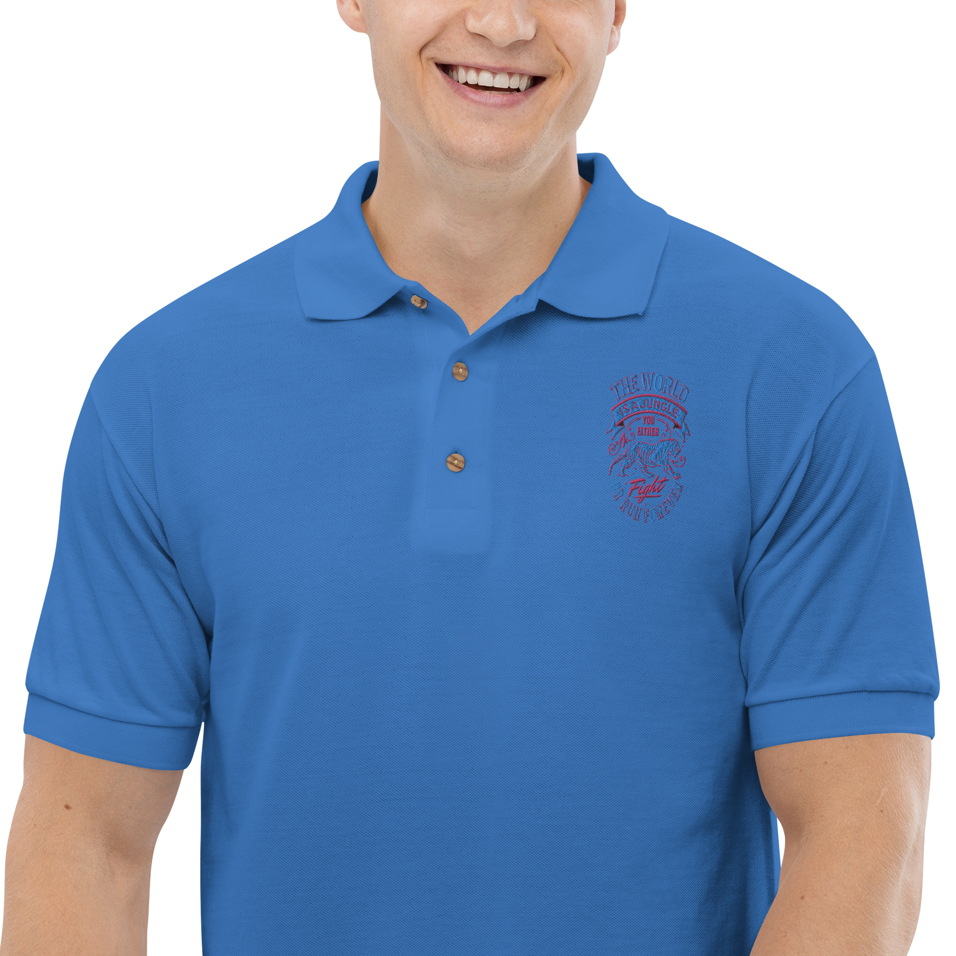 World Is A Jungle - BYRD OF THE 7SEAS GODS APPAREL - TIGER EDITION - YEMAYA - Gods/Mens Embroidered Polo Shirt