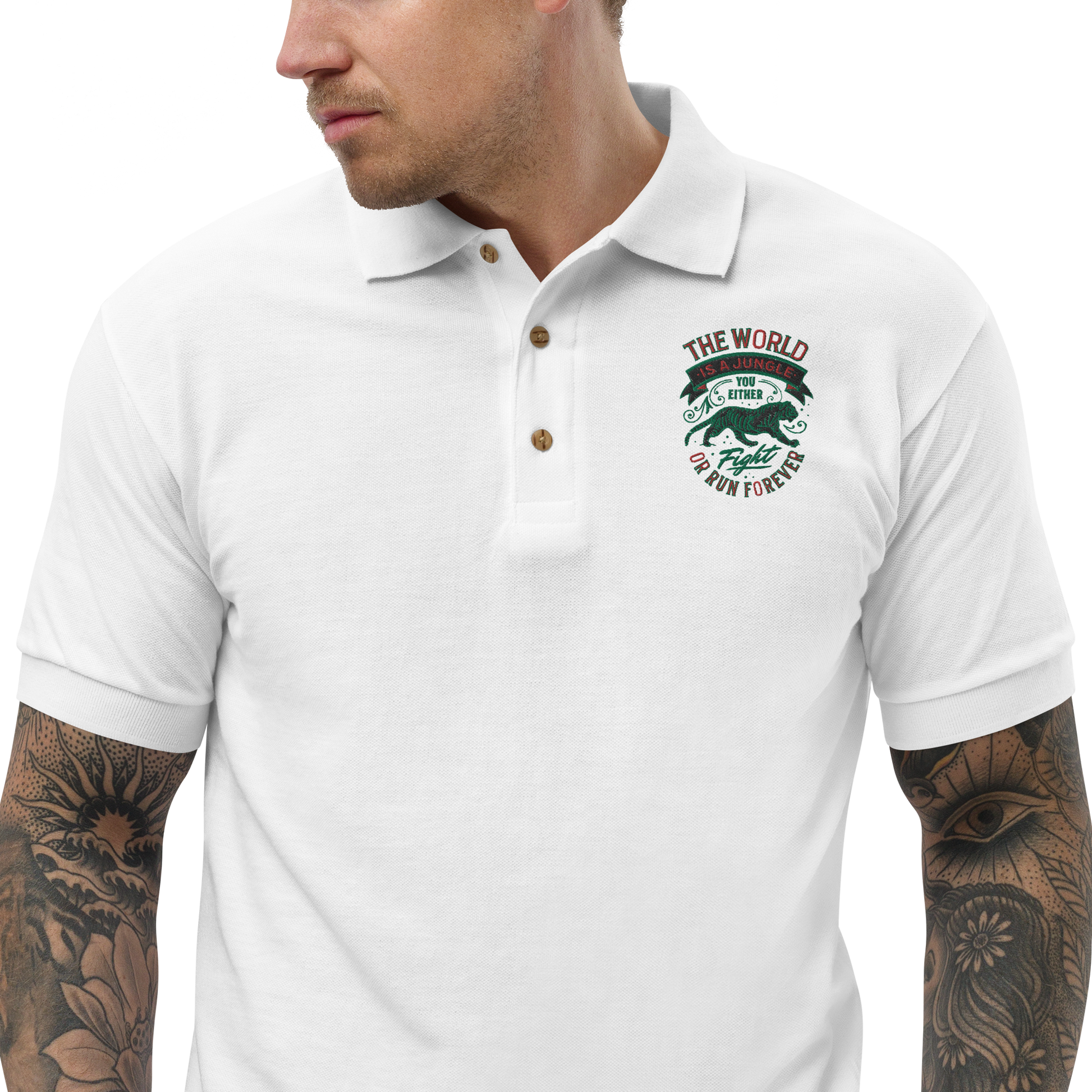 World Is A Jungle - BYRD OF THE 7SEAS GODS APPAREL - Gods/Mens - Embroidery - Polo Shirt