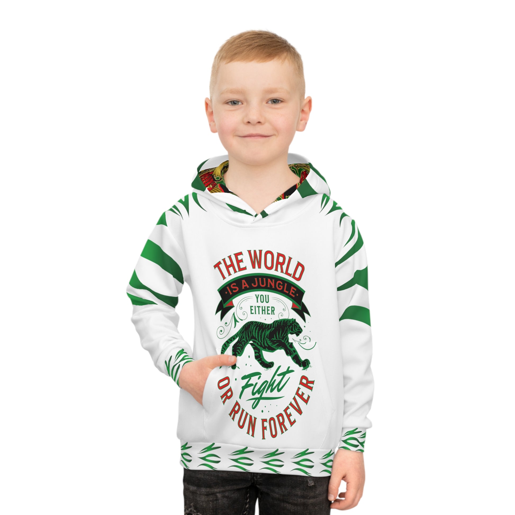 World Is A Jungle - BYRD OF THE 7SEAS GODS APPAREL - TIGER EDITION - ENBYRD - WHITE - Gods/Boys Children's Hoodie