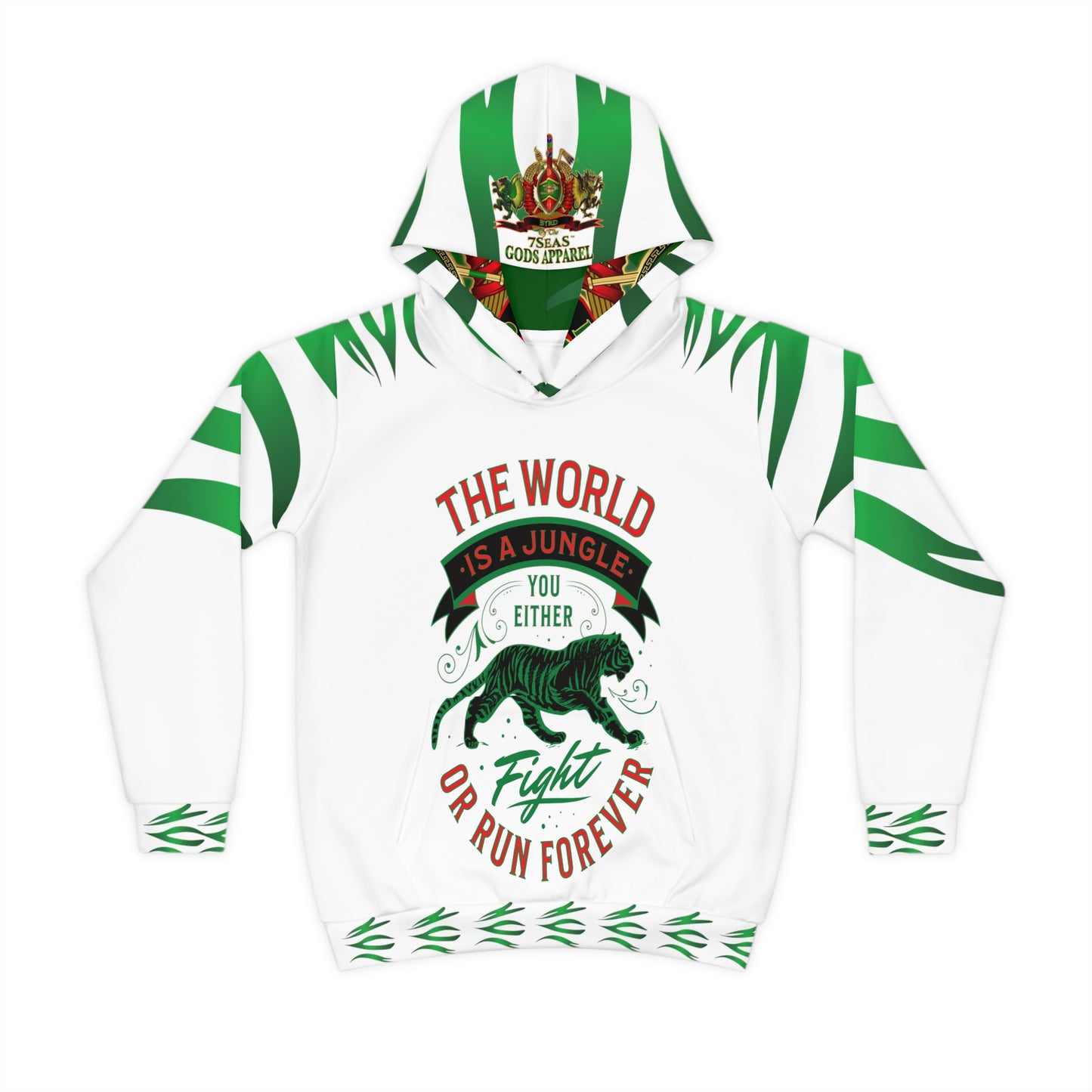 World Is A Jungle - BYRD OF THE 7SEAS GODS APPAREL - TIGER EDITION - ENBYRD - WHITE - Gods/Boys Children's Hoodie