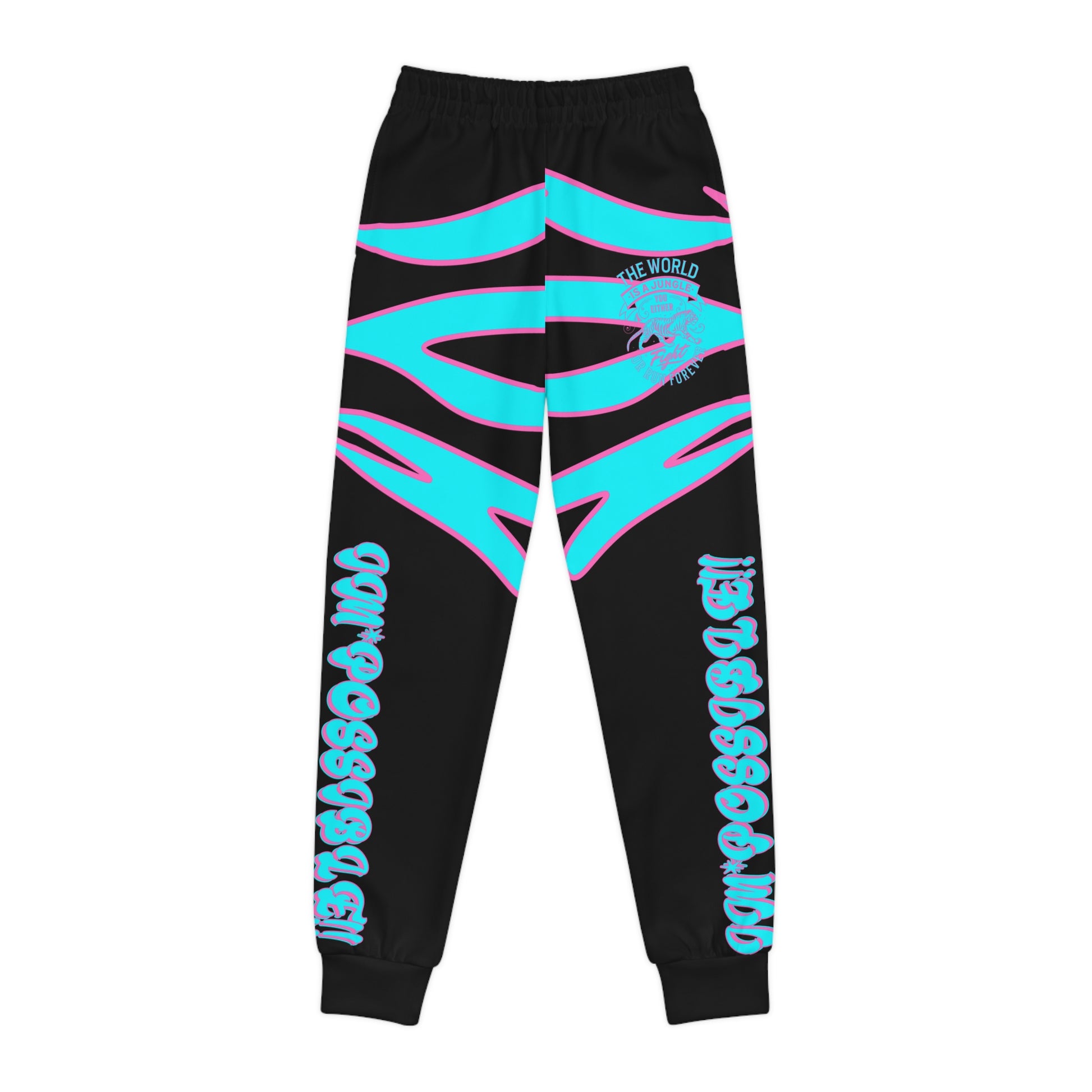 World Is A Jungle - BYRD OF THE 7SEAS GODS APPAREL - TIGER EDITION - YEMAYA - BLACK/BLUE - Goddess/Girls Youth Joggers