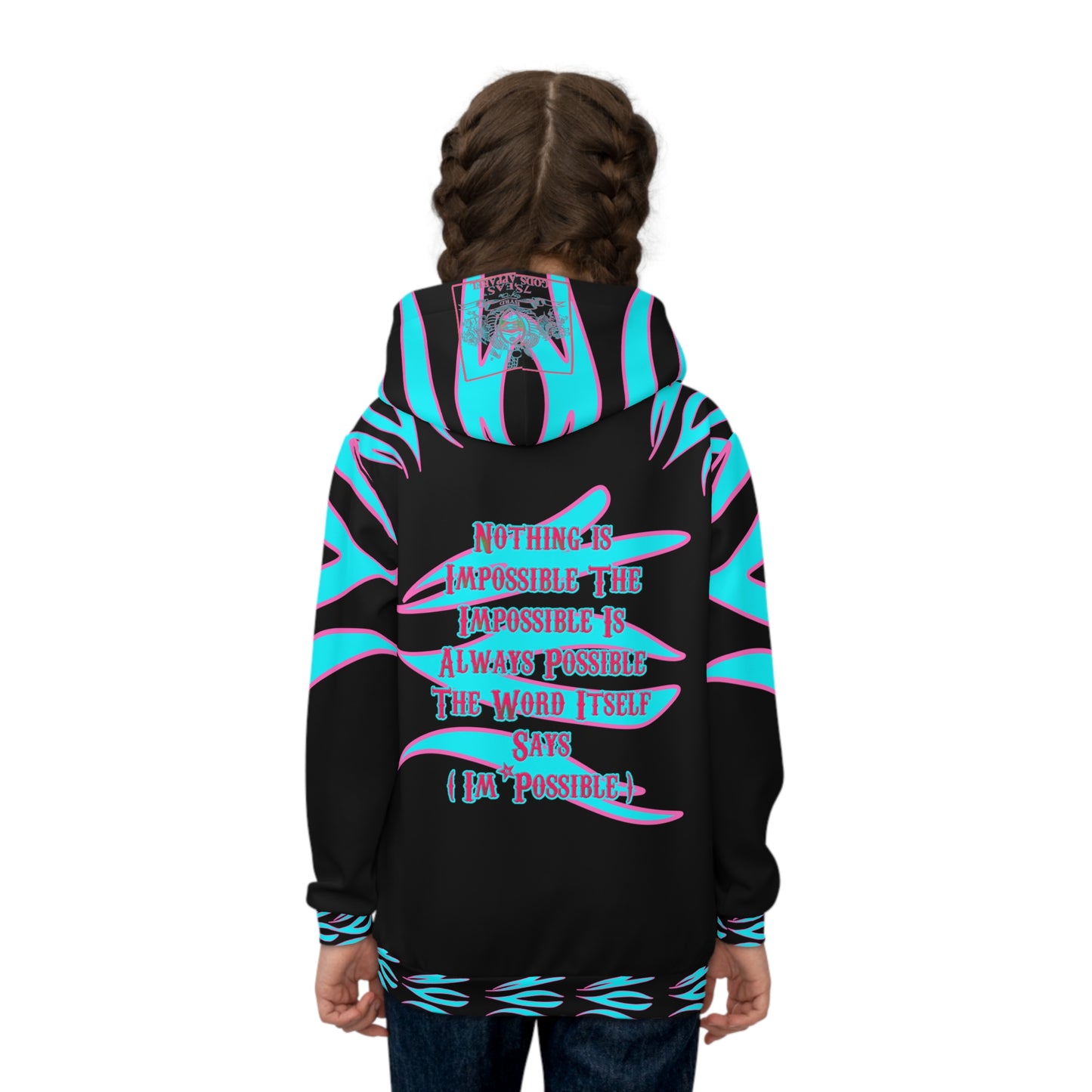 World Is A Jungle - BYRD OF THE 7SEAS GODS APPAREL - TIGER EDITION - YEMAYA - BLACK/BLUE - Goddess/Girls Children's Hoodie