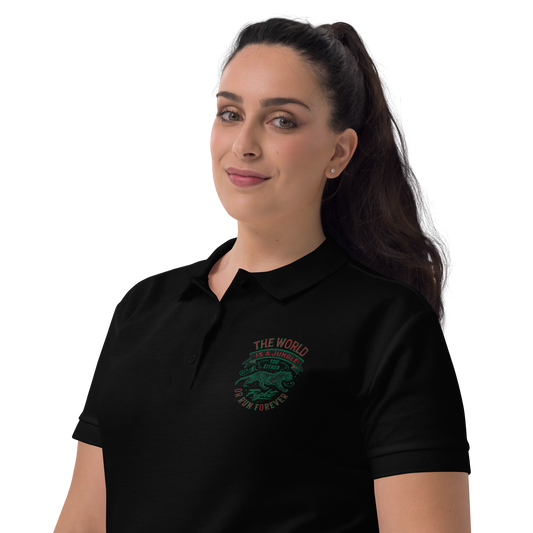 World Is A Jungle - BYRD OF THE 7SEAS GODS APPAREL - Goddess/Women - Embroidery - Women Polo Shirt 