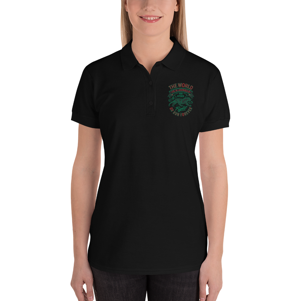 World Is A Jungle - BYRD OF THE 7SEAS GODS APPAREL - Goddess/Women - Embroidery - Women Polo Shirt 