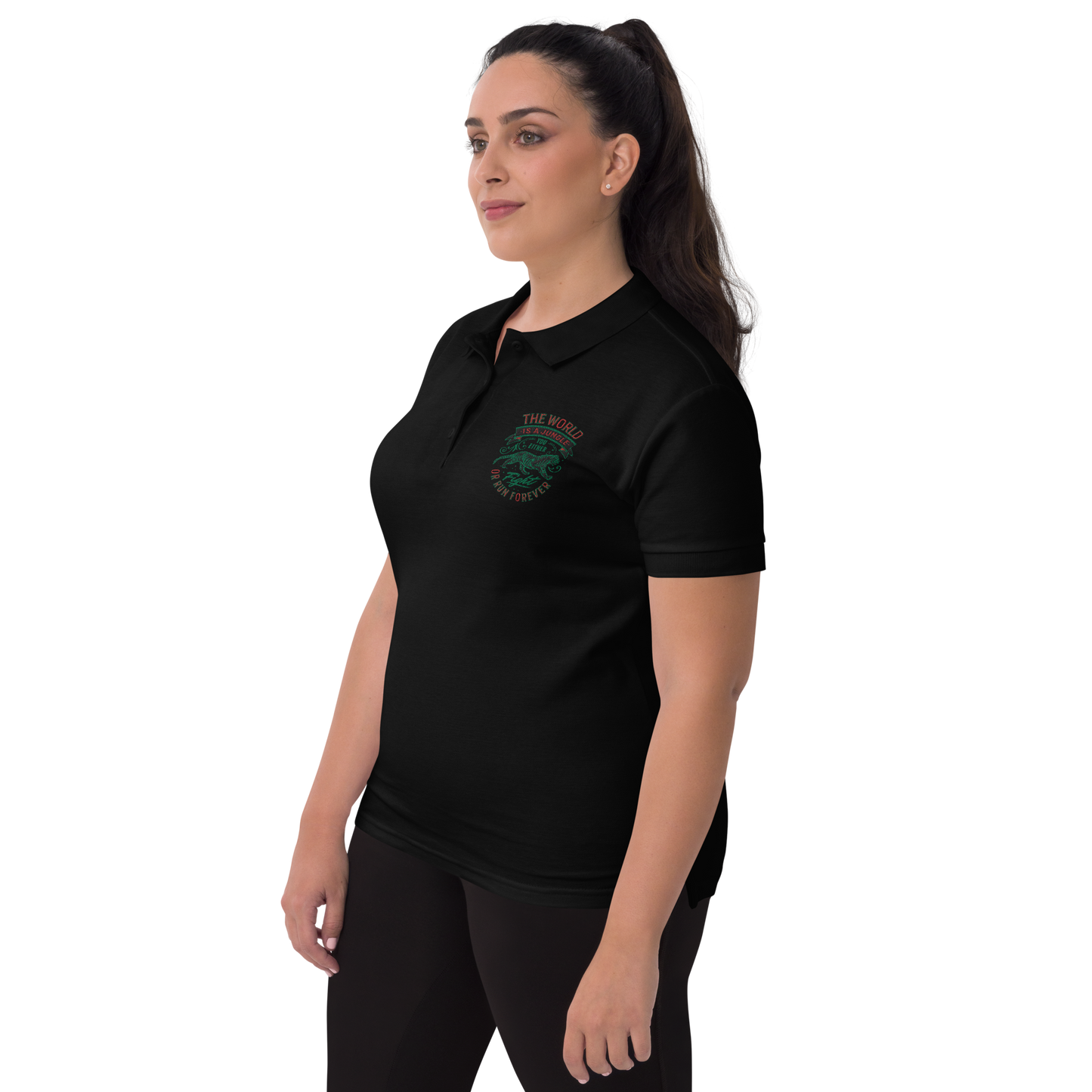 World Is A Jungle - BYRD OF THE 7SEAS GODS APPAREL - Goddess/Women - Embroidery - Women Polo Shirt 