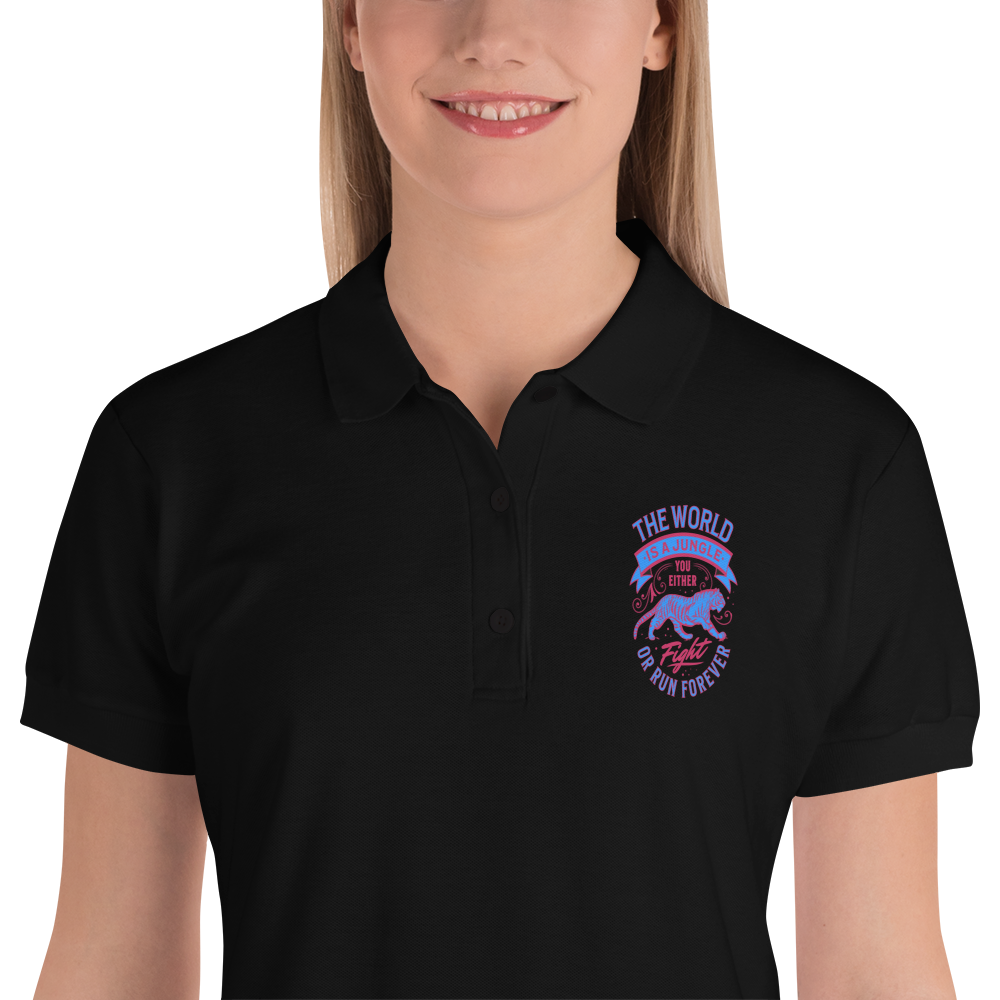 World Is A Jungle - BYRD OF THE 7SEAS GODS APPAREL - TIGER EDITION - YEMAYA - Goddess/Women Embroidered Women's Polo Shirt