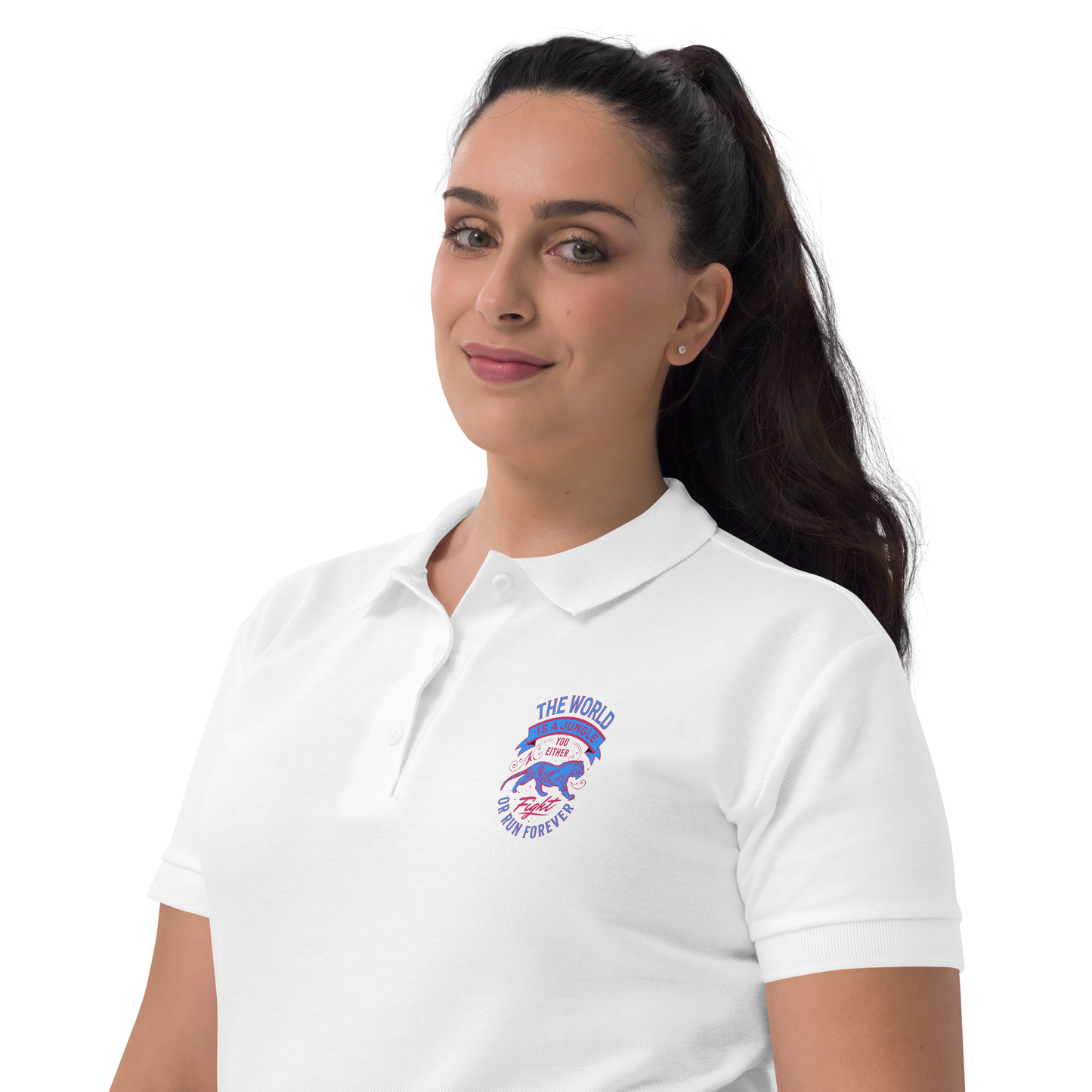 World Is A Jungle - BYRD OF THE 7SEAS GODS APPAREL - TIGER EDITION - YEMAYA - Goddess/Women Embroidered Women's Polo Shirt