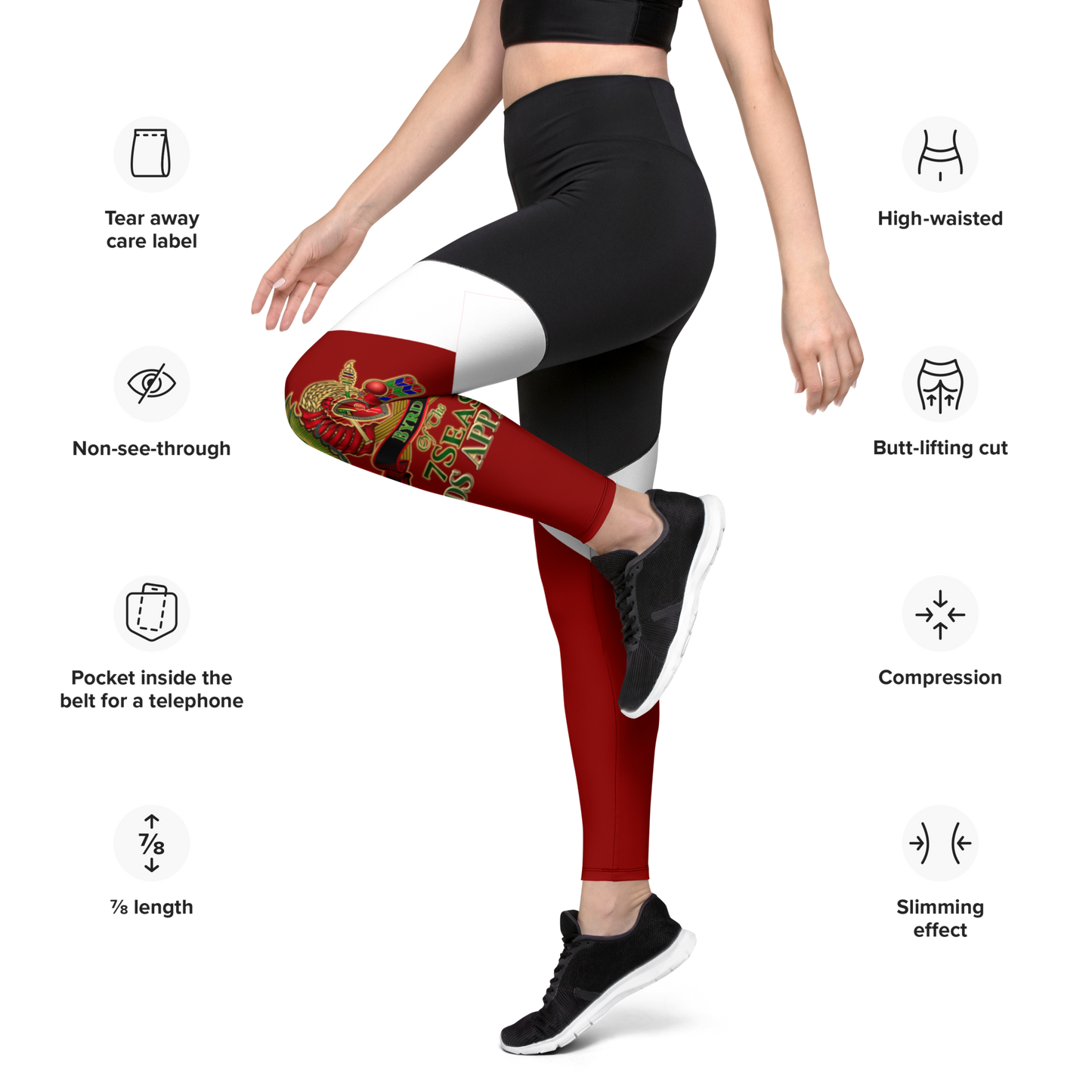 APEP - BYRD OF THE 7SEAS GODS APPAREL - RED - Goddess/Women Sports Leggings