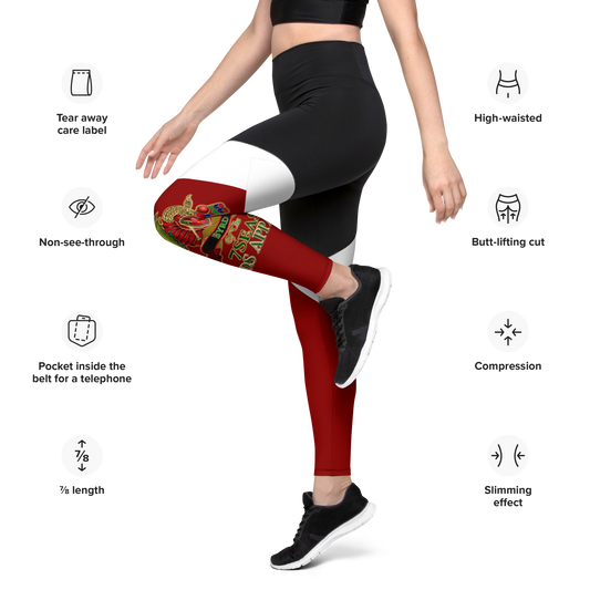 APEP - BYRD OF THE 7SEAS GODS APPAREL - RED - Goddess/Women Sports Leggings