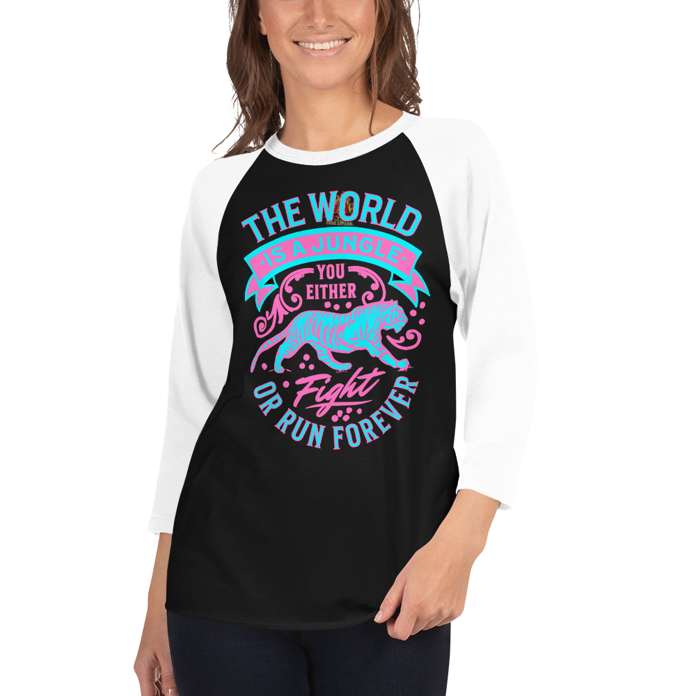 World Is A Jungle - BYRD OF THE 7SEAS GODS APPAREL - TIGER EDITION - YEMAYA - Goddess/Women 3/4 sleeve raglan shirt