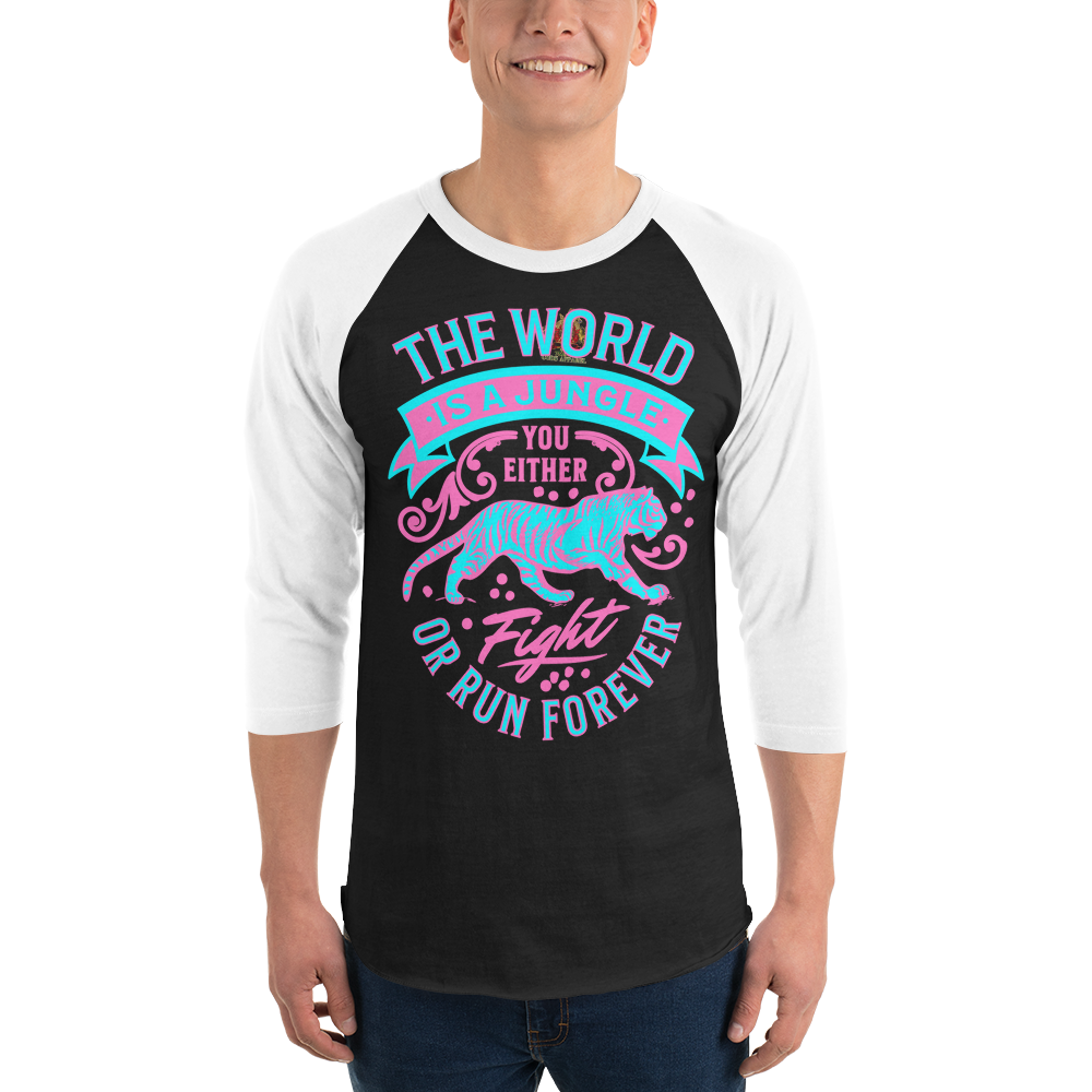 World Is A Jungle - BYRD OF THE 7SEAS GODS APPAREL - TIGER EDITION - YEMAYA - Gods/Mens 3/4 sleeve raglan shirt