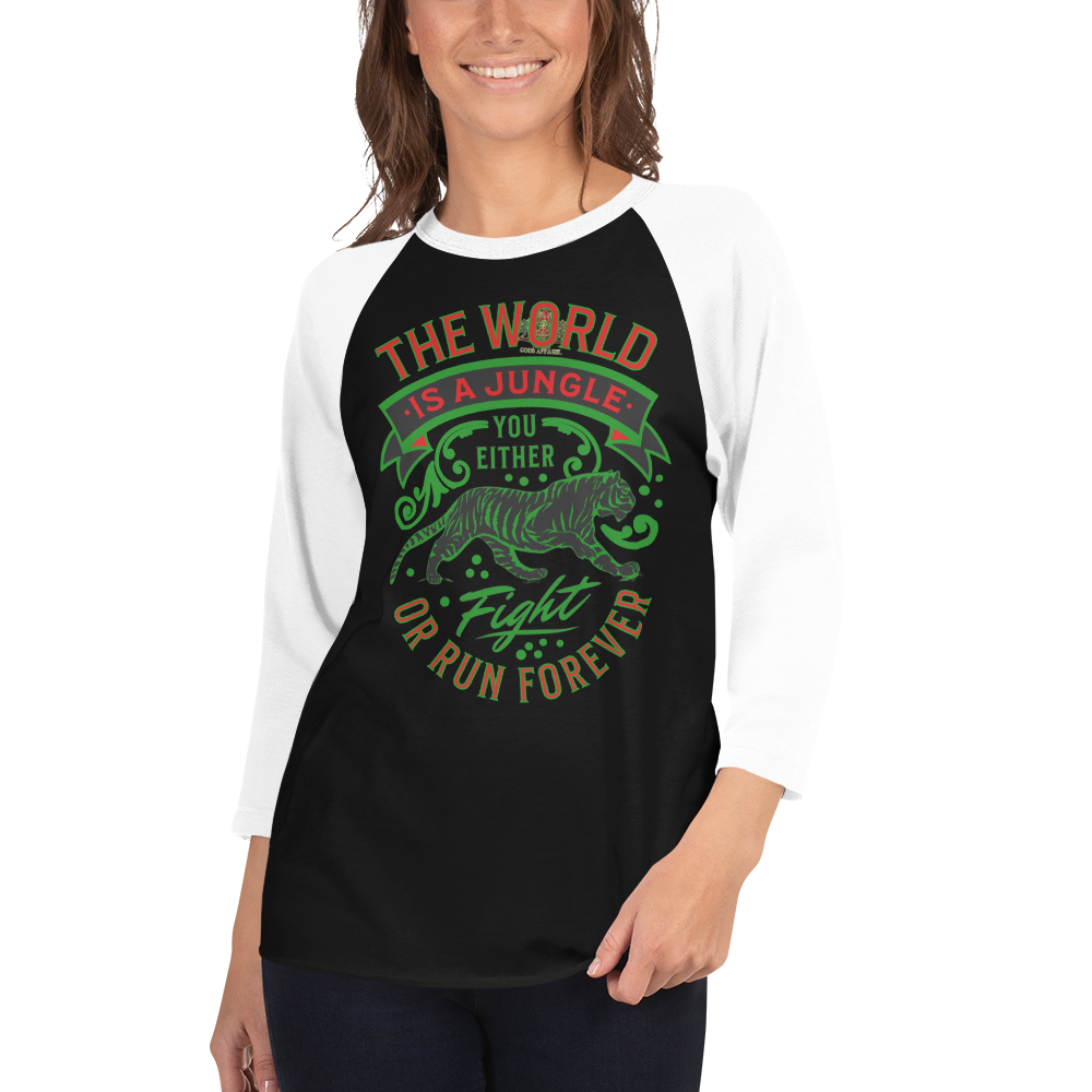 World Is A Jungle - BYRD OF THE 7SEAS GODS APPAREL - TIGER EDITION - ENBYRD - Goddess/Women 3/4 sleeve raglan shirt