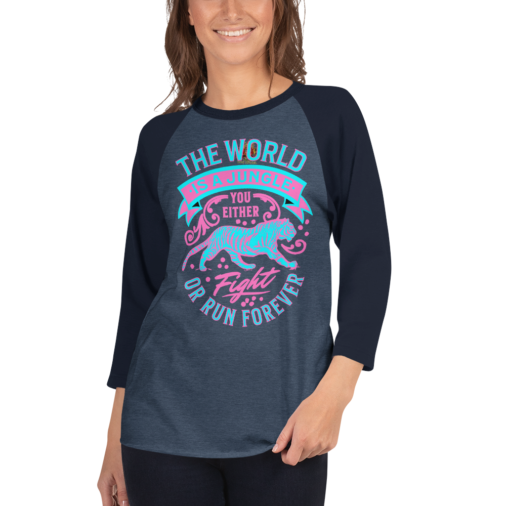 World Is A Jungle - BYRD OF THE 7SEAS GODS APPAREL - TIGER EDITION - YEMAYA - Goddess/Women 3/4 sleeve raglan shirt