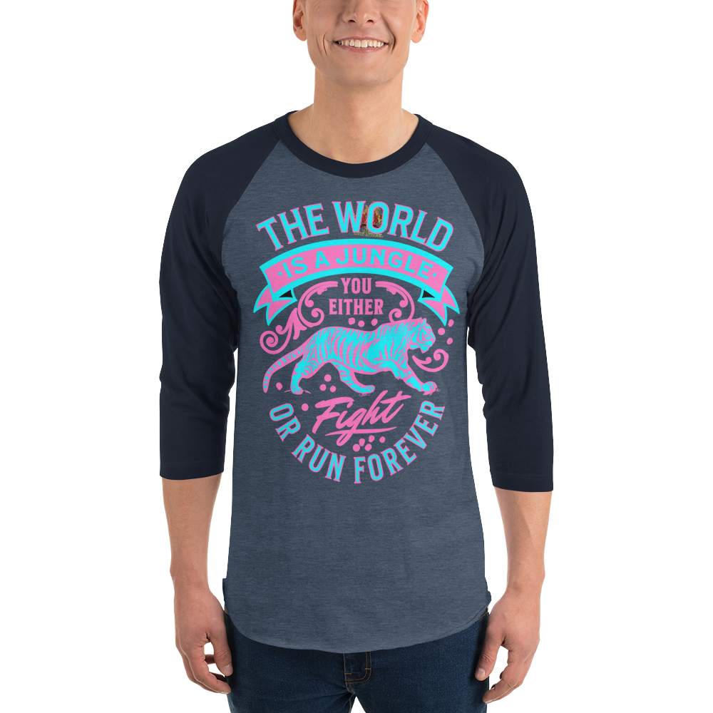 World Is A Jungle - BYRD OF THE 7SEAS GODS APPAREL - TIGER EDITION - YEMAYA - Gods/Mens 3/4 sleeve raglan shirt