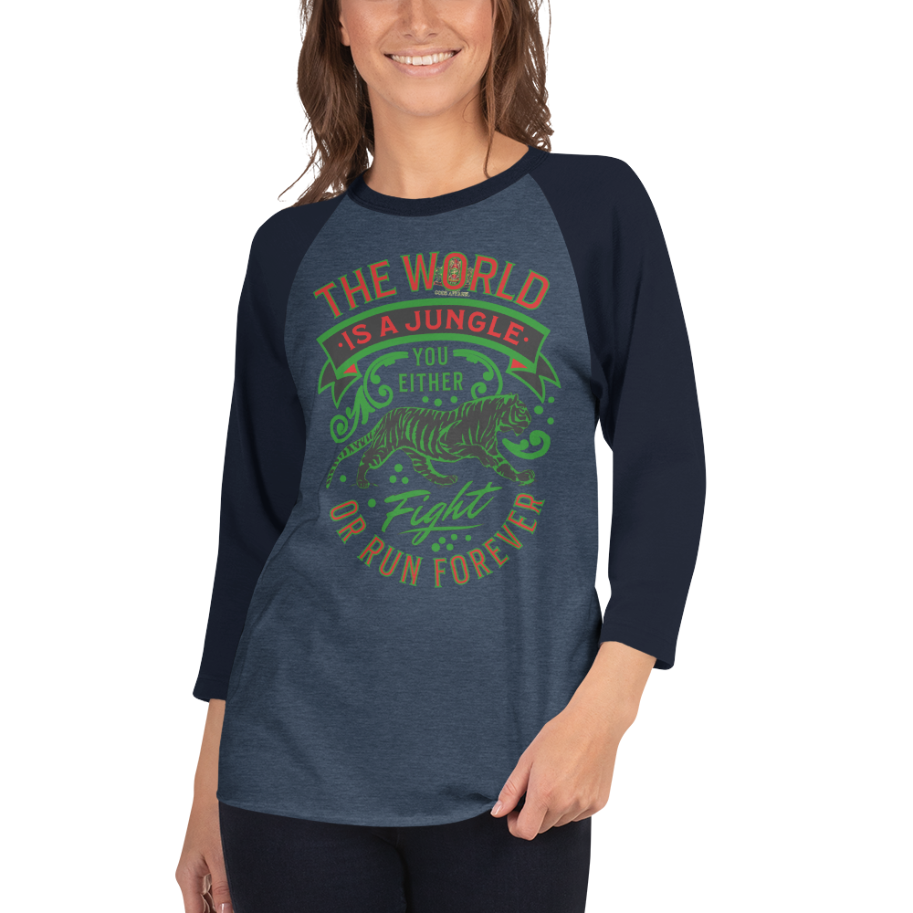 World Is A Jungle - BYRD OF THE 7SEAS GODS APPAREL - TIGER EDITION - ENBYRD - Goddess/Women 3/4 sleeve raglan shirt