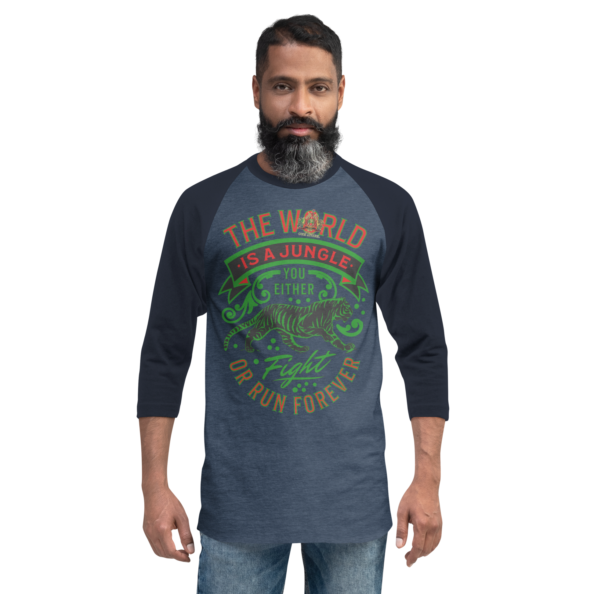 World Is A Jungle - BYRD OF THE 7SEAS GODS APPAREL - TIGER EDITION - ENBYRD - Gods/Men 3/4 sleeve raglan shirt