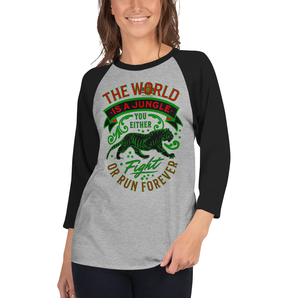 World Is A Jungle - BYRD OF THE 7SEAS GODS APPAREL - TIGER EDITION - ENBYRD - Goddess/Women 3/4 sleeve raglan shirt