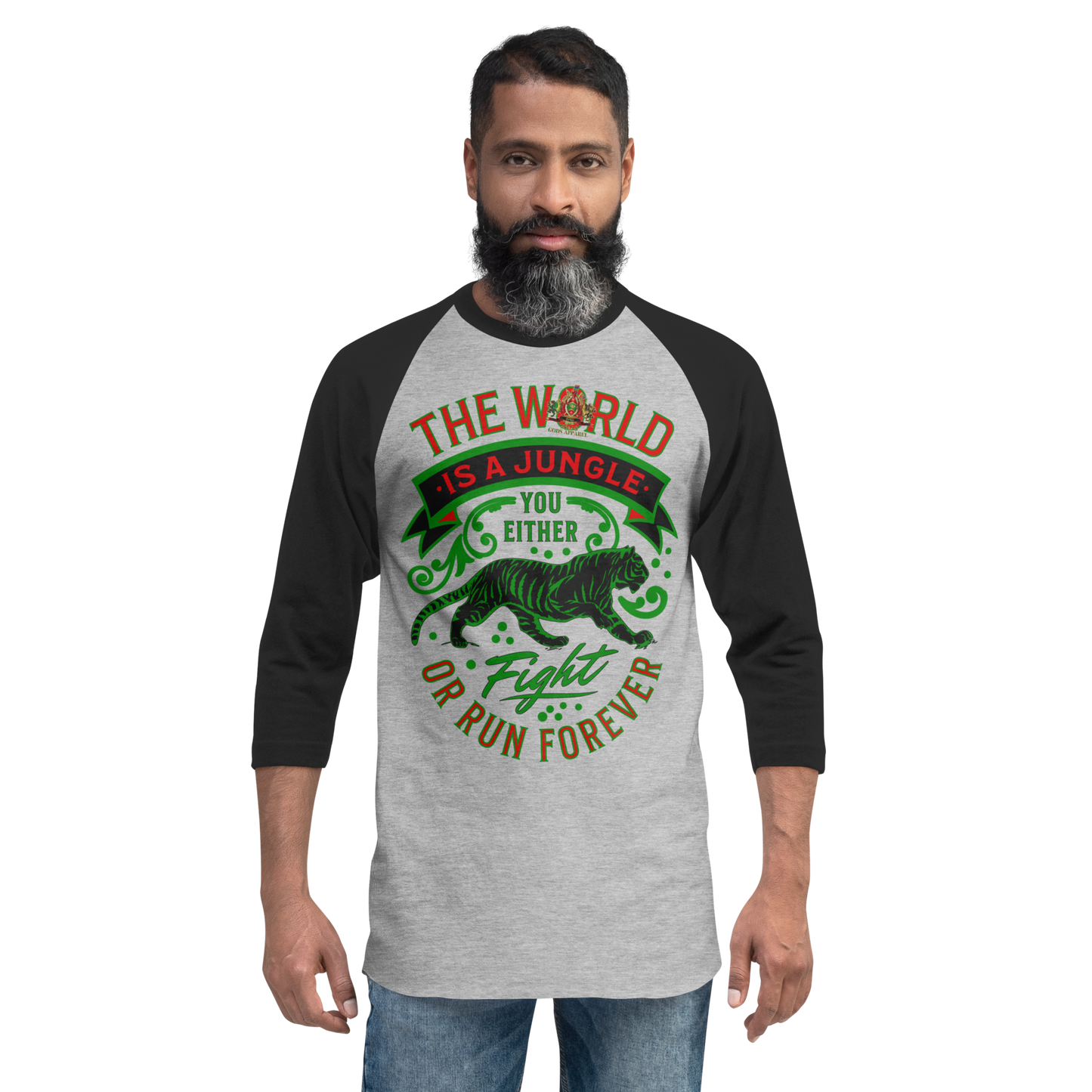 World Is A Jungle - BYRD OF THE 7SEAS GODS APPAREL - TIGER EDITION - ENBYRD - Gods/Men 3/4 sleeve raglan shirt