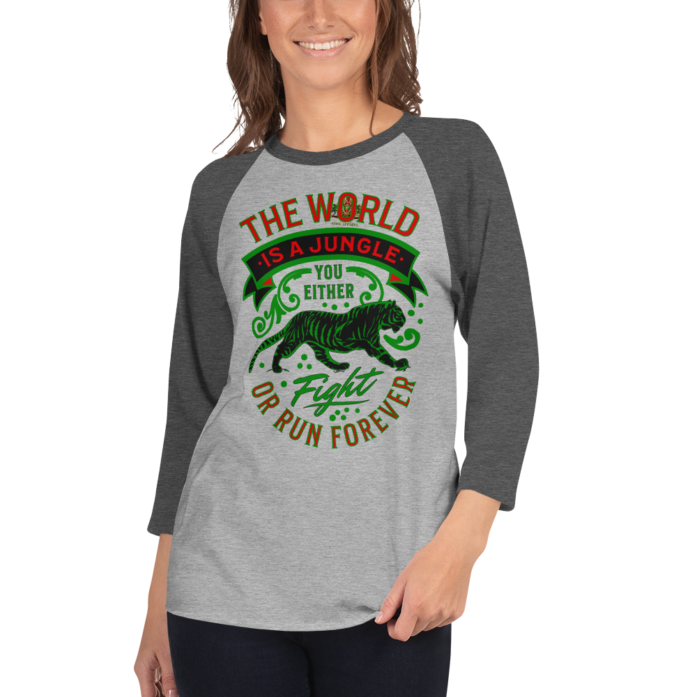 World Is A Jungle - BYRD OF THE 7SEAS GODS APPAREL - TIGER EDITION - ENBYRD - Goddess/Women 3/4 sleeve raglan shirt