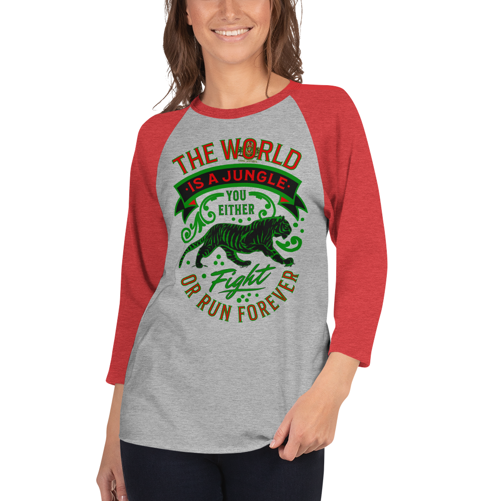 World Is A Jungle - BYRD OF THE 7SEAS GODS APPAREL - TIGER EDITION - ENBYRD - Goddess/Women 3/4 sleeve raglan shirt