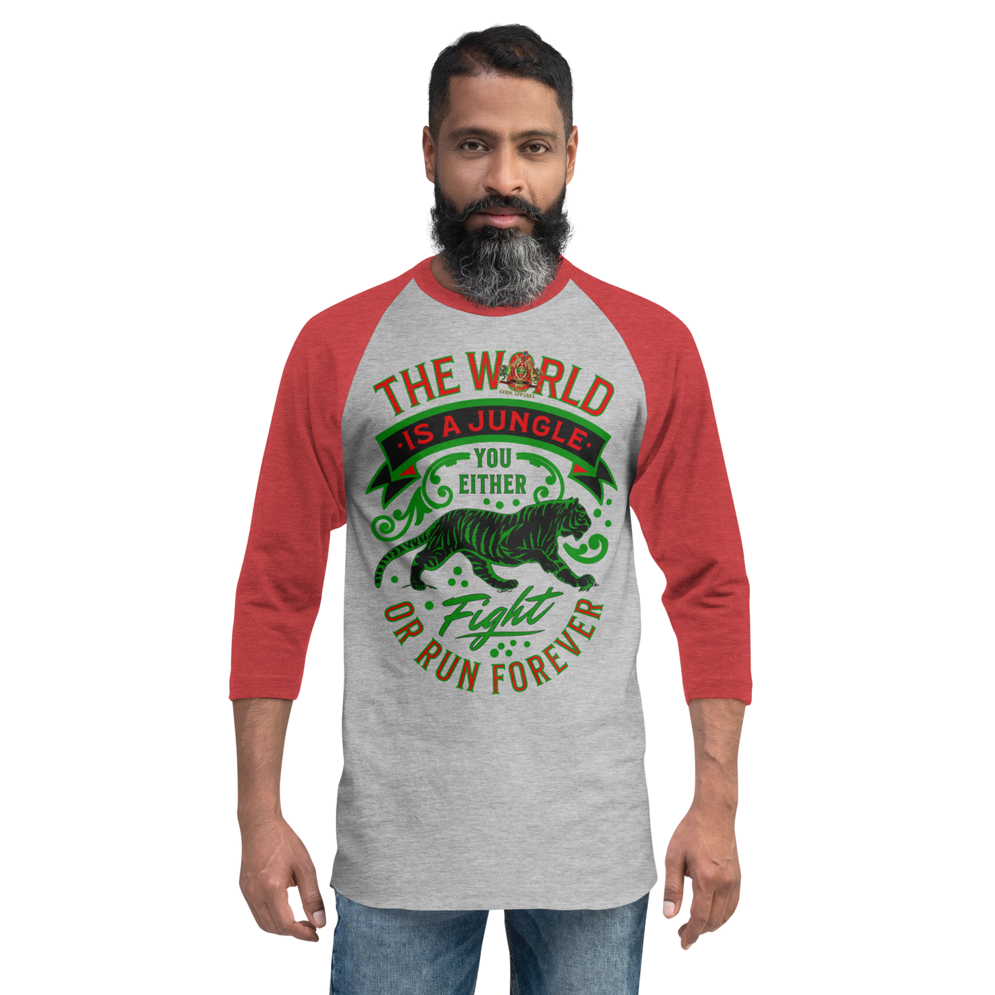 World Is A Jungle - BYRD OF THE 7SEAS GODS APPAREL - TIGER EDITION - ENBYRD - Gods/Men 3/4 sleeve raglan shirt