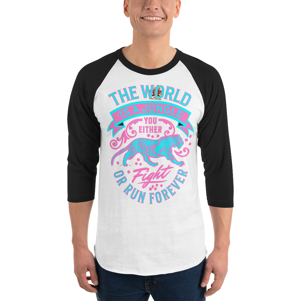 World Is A Jungle - BYRD OF THE 7SEAS GODS APPAREL - TIGER EDITION - YEMAYA - Gods/Mens 3/4 sleeve raglan shirt