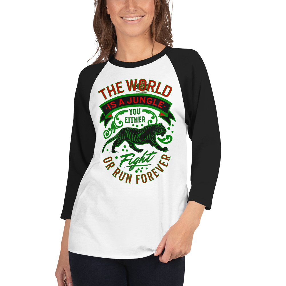 World Is A Jungle - BYRD OF THE 7SEAS GODS APPAREL - TIGER EDITION - ENBYRD - Goddess/Women 3/4 sleeve raglan shirt