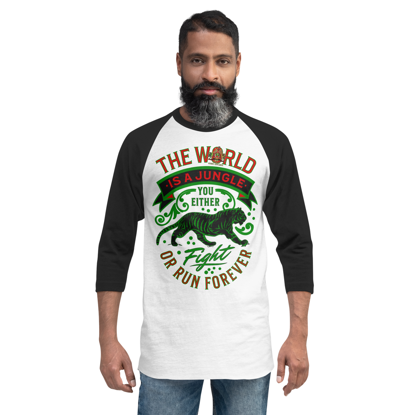 World Is A Jungle - BYRD OF THE 7SEAS GODS APPAREL - TIGER EDITION - ENBYRD - Gods/Men 3/4 sleeve raglan shirt