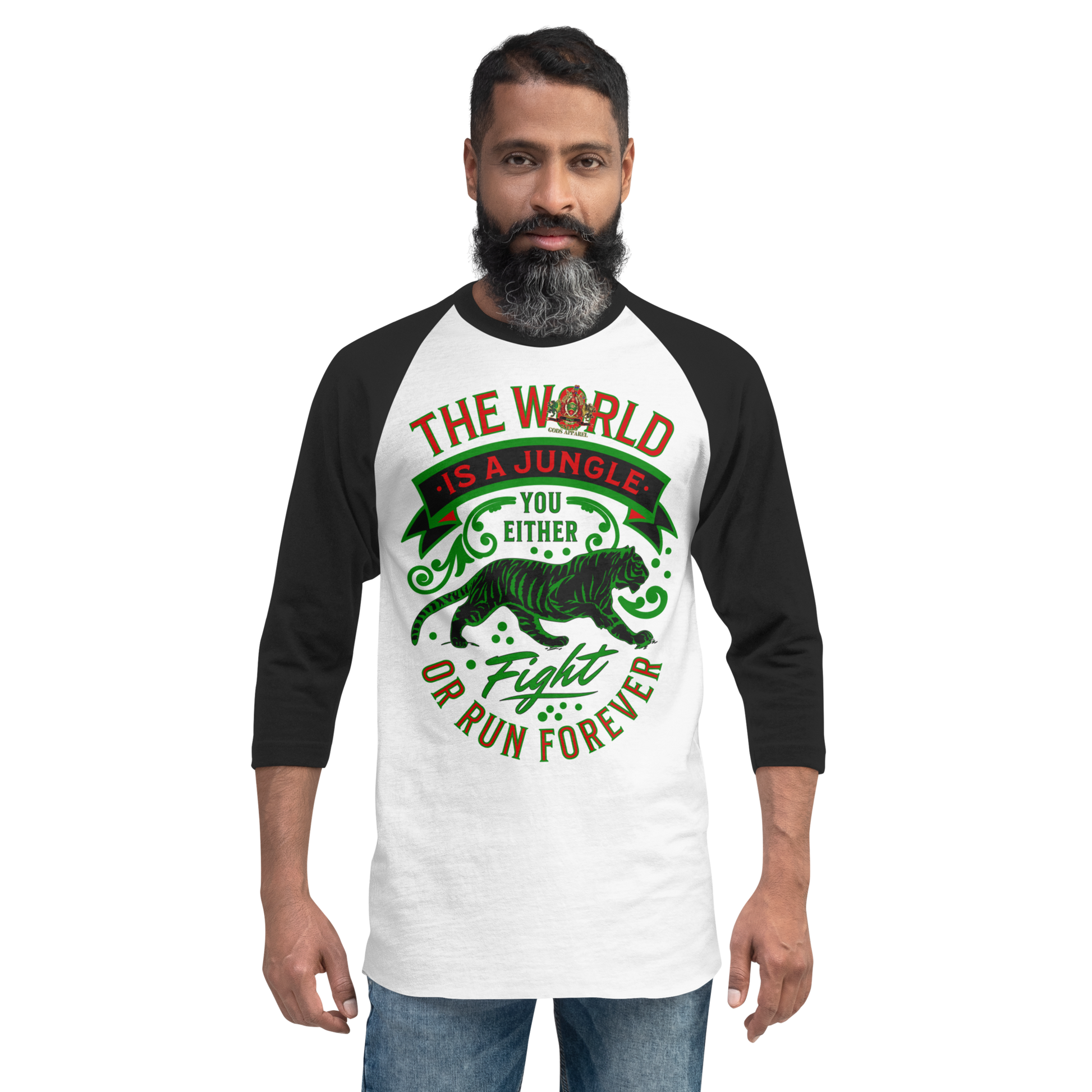 World Is A Jungle - BYRD OF THE 7SEAS GODS APPAREL - TIGER EDITION - ENBYRD - Gods/Men 3/4 sleeve raglan shirt