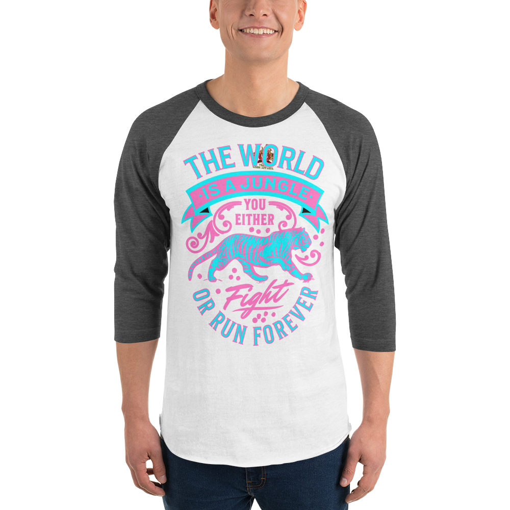 World Is A Jungle - BYRD OF THE 7SEAS GODS APPAREL - TIGER EDITION - YEMAYA - Gods/Mens 3/4 sleeve raglan shirt