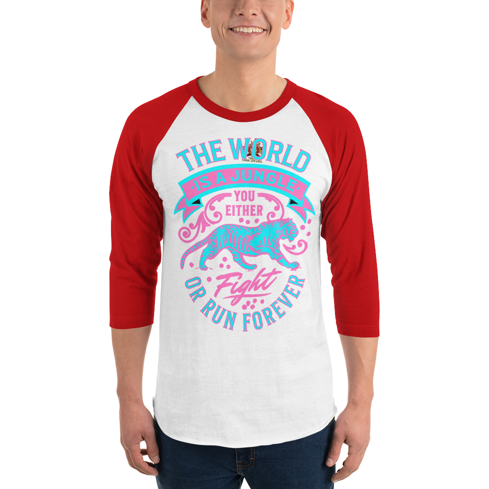 World Is A Jungle - BYRD OF THE 7SEAS GODS APPAREL - TIGER EDITION - YEMAYA - Gods/Mens 3/4 sleeve raglan shirt