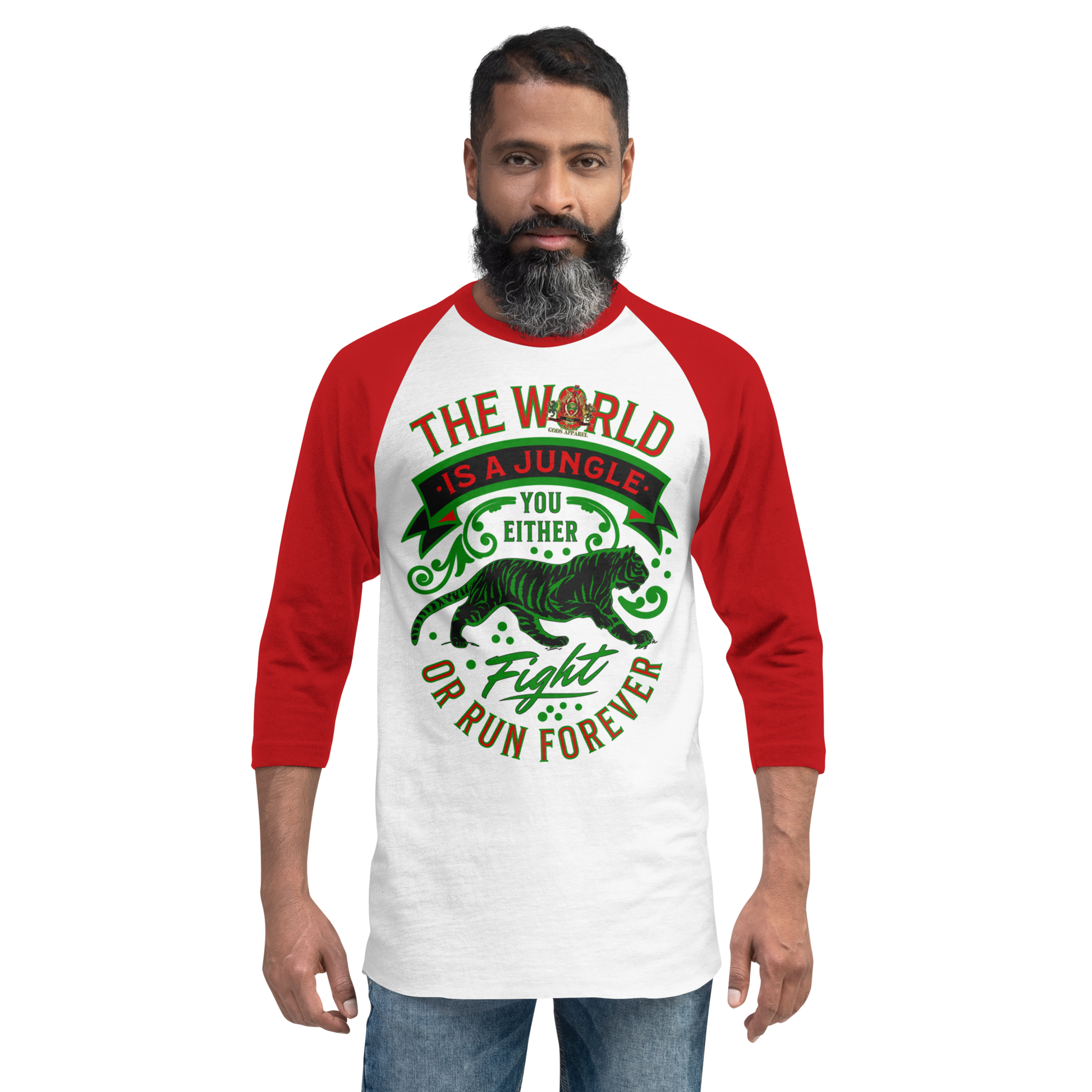 World Is A Jungle - BYRD OF THE 7SEAS GODS APPAREL - TIGER EDITION - ENBYRD - Gods/Men 3/4 sleeve raglan shirt