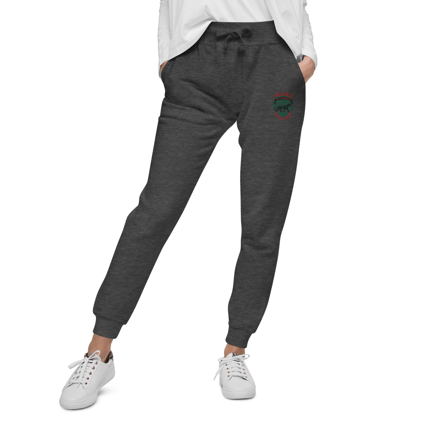 World Is A Jungle - BYRD OF THE 7SEAS GODS APPAREL - TIGER EDITION - ENBYRD - Goddess/Women Embroidery Unisex fleece sweatpants