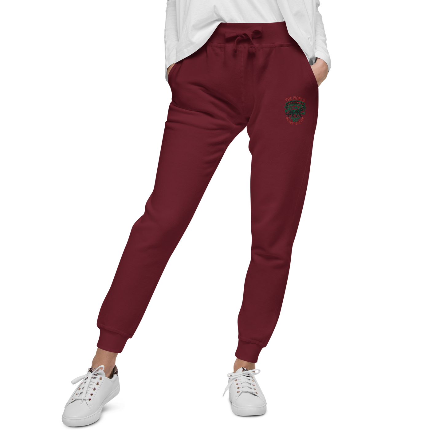 World Is A Jungle - BYRD OF THE 7SEAS GODS APPAREL - TIGER EDITION - ENBYRD - Goddess/Women Embroidery Unisex fleece sweatpants