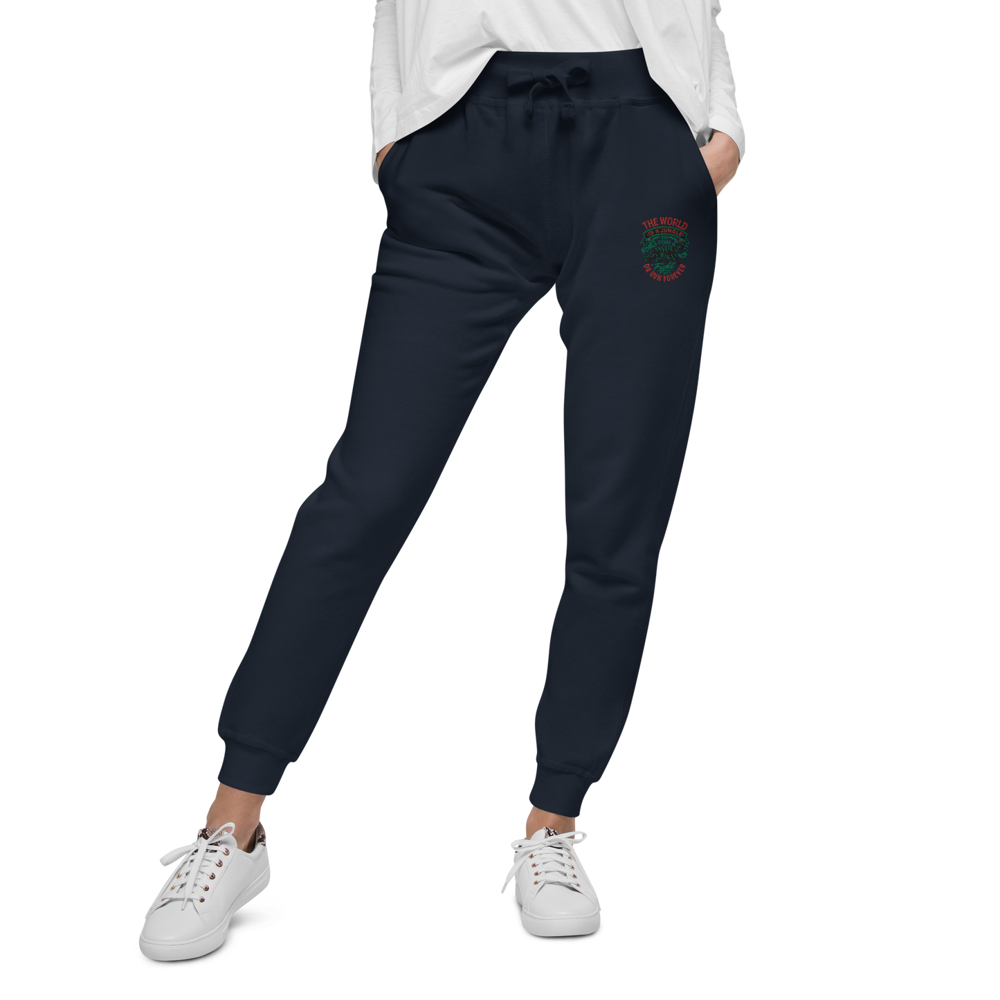 World Is A Jungle - BYRD OF THE 7SEAS GODS APPAREL - TIGER EDITION - ENBYRD - Goddess/Women Embroidery Unisex fleece sweatpants