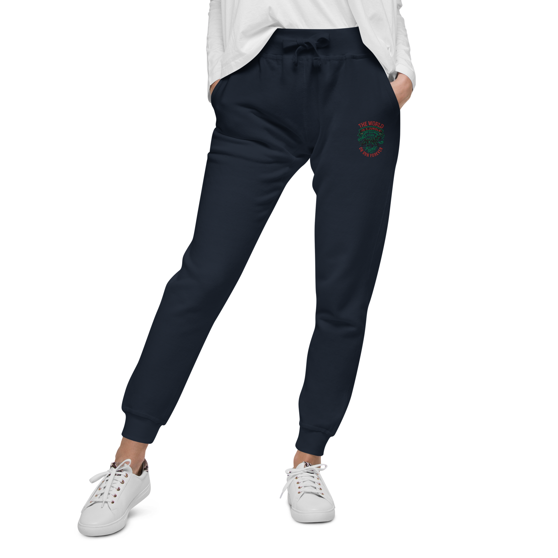 World Is A Jungle - BYRD OF THE 7SEAS GODS APPAREL - TIGER EDITION - ENBYRD - Goddess/Women Embroidery Unisex fleece sweatpants