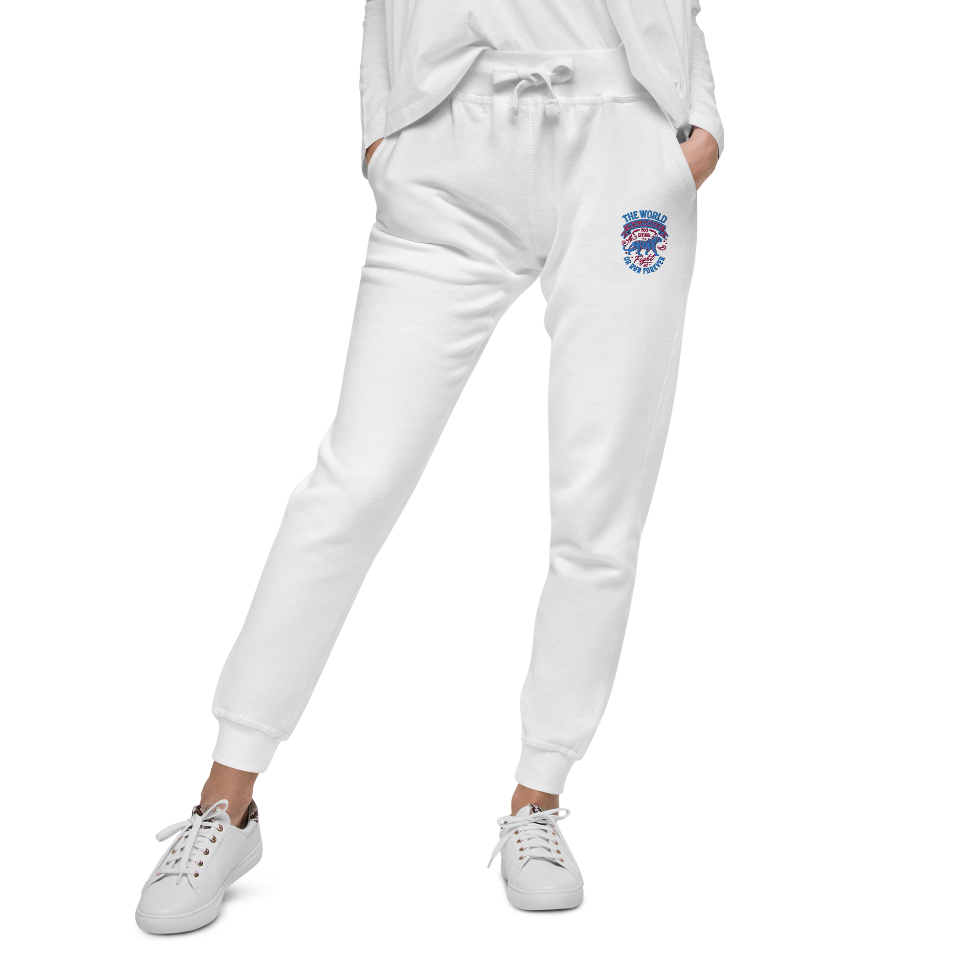 World Is A Jungle - BYRD OF THE 7SEAS GODS APPAREL - TIGER EDITION - YEMAYA - Goddess/Women Embroidery Unisex fleece sweatpants