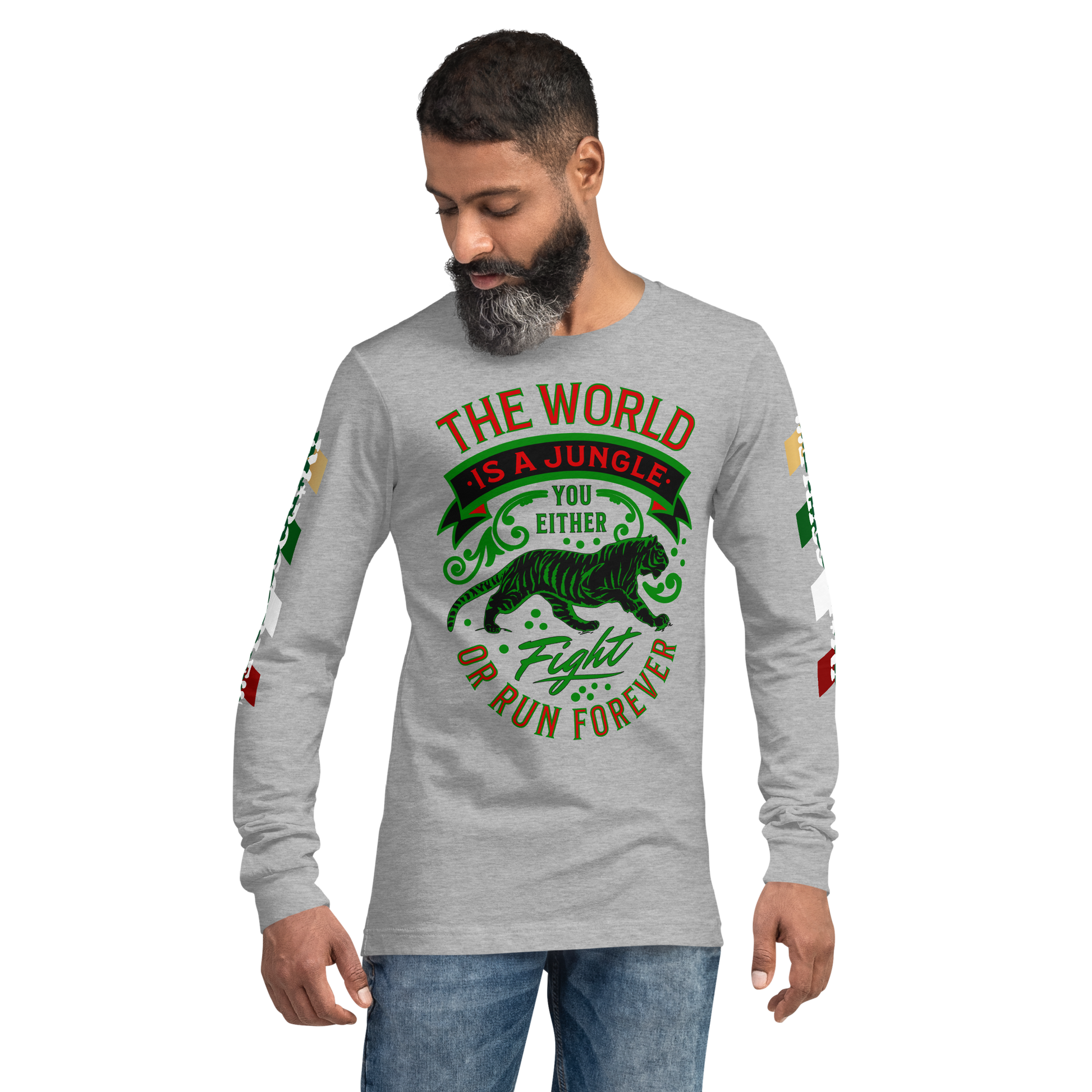 World Is A Jungle - BYRD OF THE 7SEAS GODS APPAREL - TIGER EDITION - ENBYRD - Gods/Mens Unisex Long Sleeve Tee