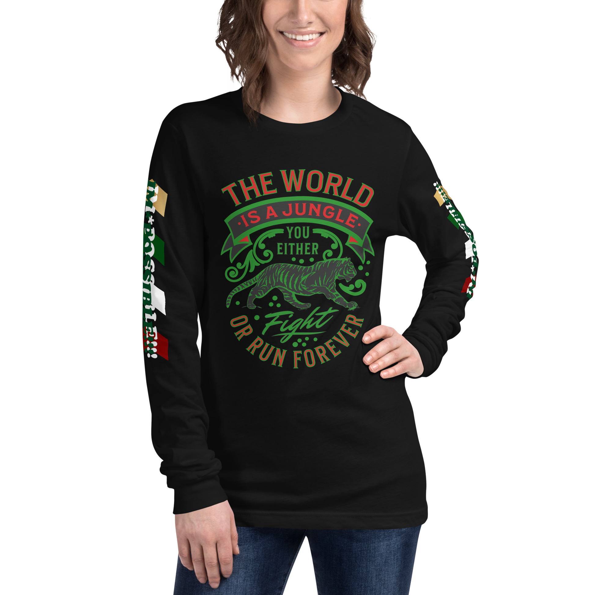 World Is A Jungle - BYRD OF THE 7SEAS GODS APPAREL - TIGER EDITION - ENBYRD - Goddess/Women Unisex Long Sleeve Tee