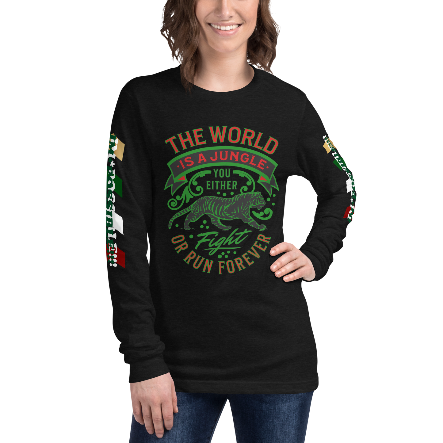 World Is A Jungle - BYRD OF THE 7SEAS GODS APPAREL - TIGER EDITION - ENBYRD - Goddess/Women Unisex Long Sleeve Tee