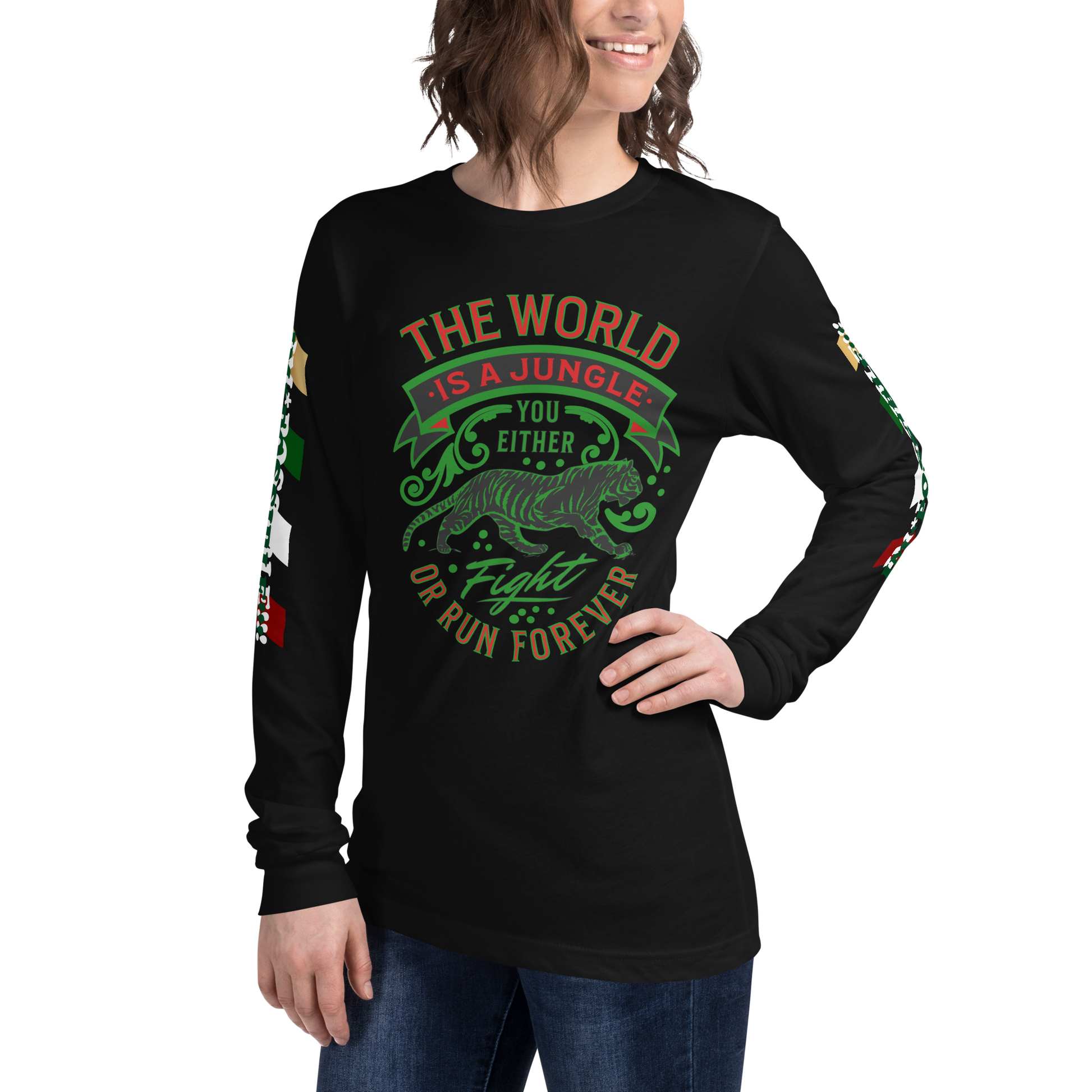 World Is A Jungle - BYRD OF THE 7SEAS GODS APPAREL - TIGER EDITION - ENBYRD - Goddess/Women Unisex Long Sleeve Tee