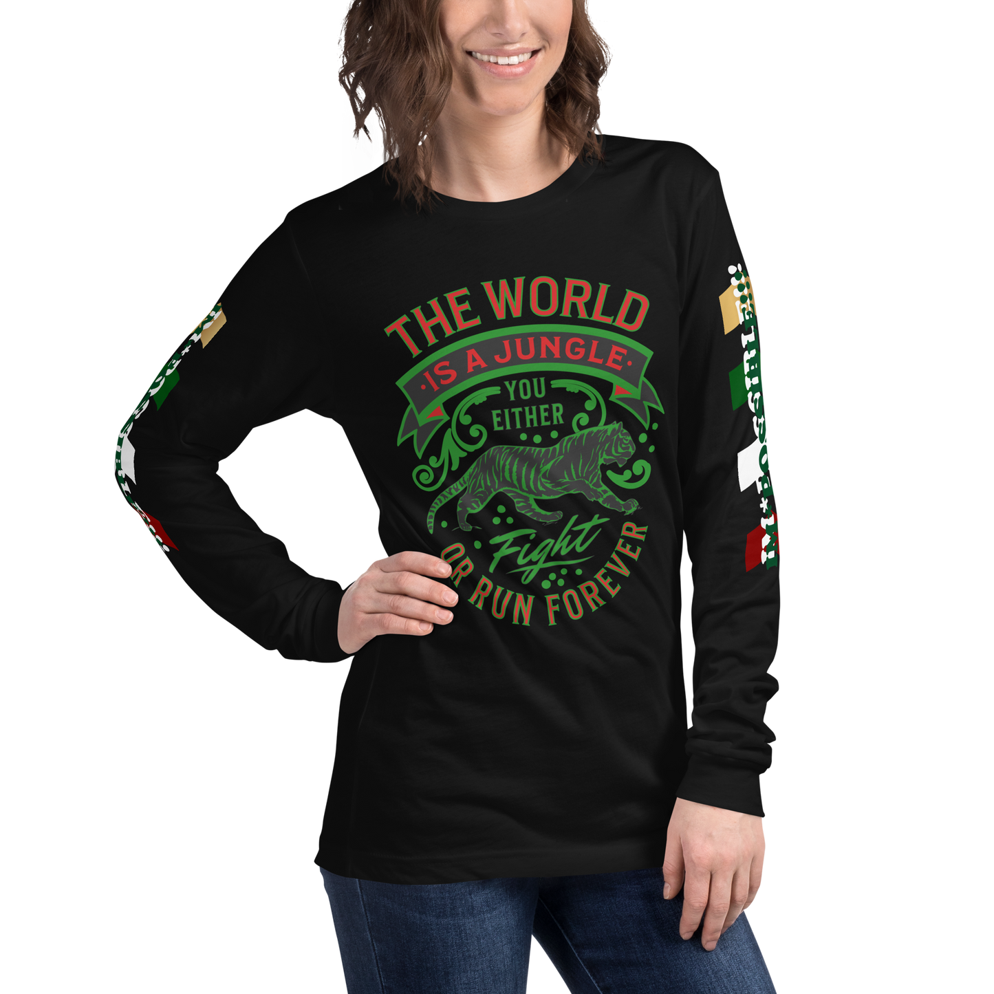 World Is A Jungle - BYRD OF THE 7SEAS GODS APPAREL - TIGER EDITION - ENBYRD - Goddess/Women Unisex Long Sleeve Tee