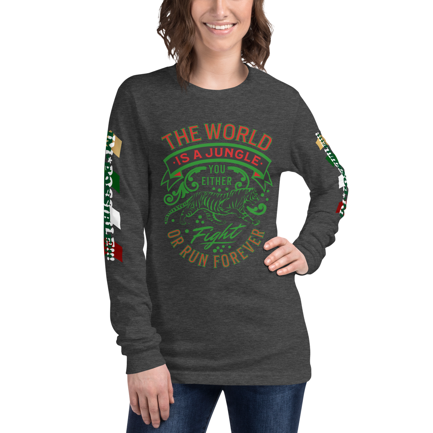 World Is A Jungle - BYRD OF THE 7SEAS GODS APPAREL - TIGER EDITION - ENBYRD - Goddess/Women Unisex Long Sleeve Tee