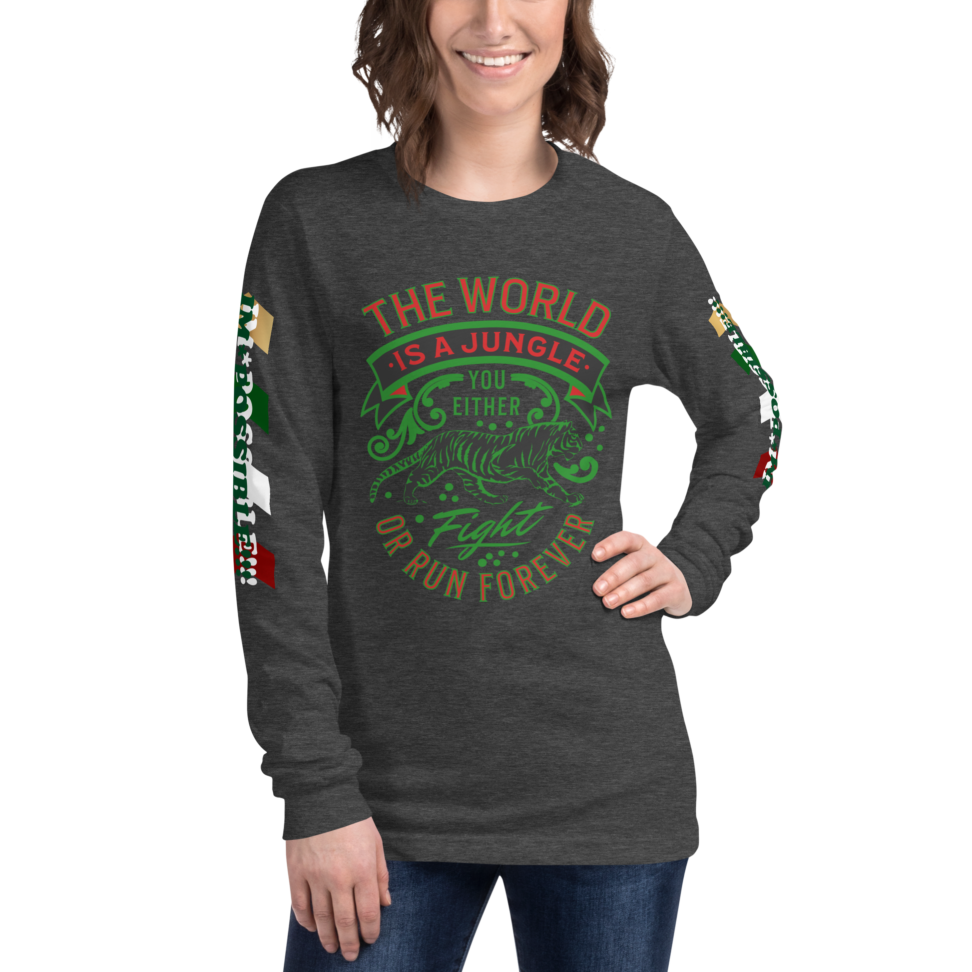 World Is A Jungle - BYRD OF THE 7SEAS GODS APPAREL - TIGER EDITION - ENBYRD - Goddess/Women Unisex Long Sleeve Tee